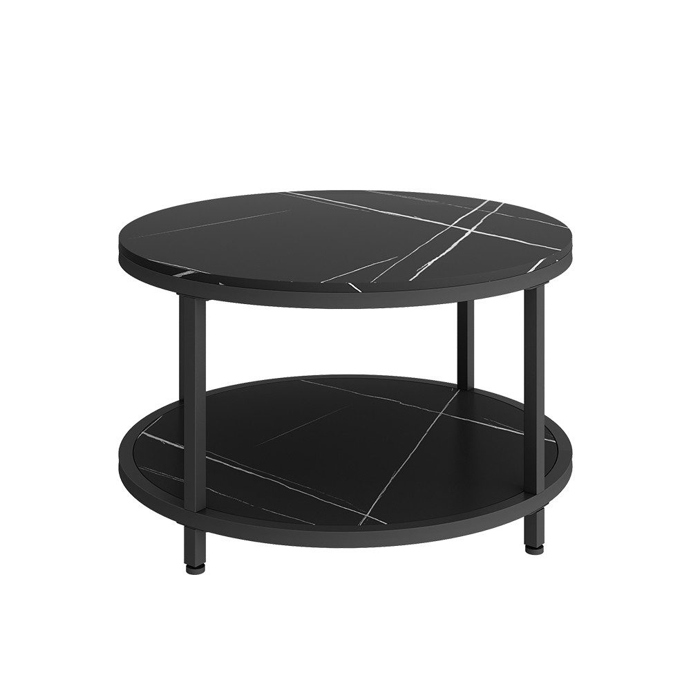 Vicco Couchtisch Ontario, Marmor/Schwarz, 80 x 80 cm Rund günstig online kaufen