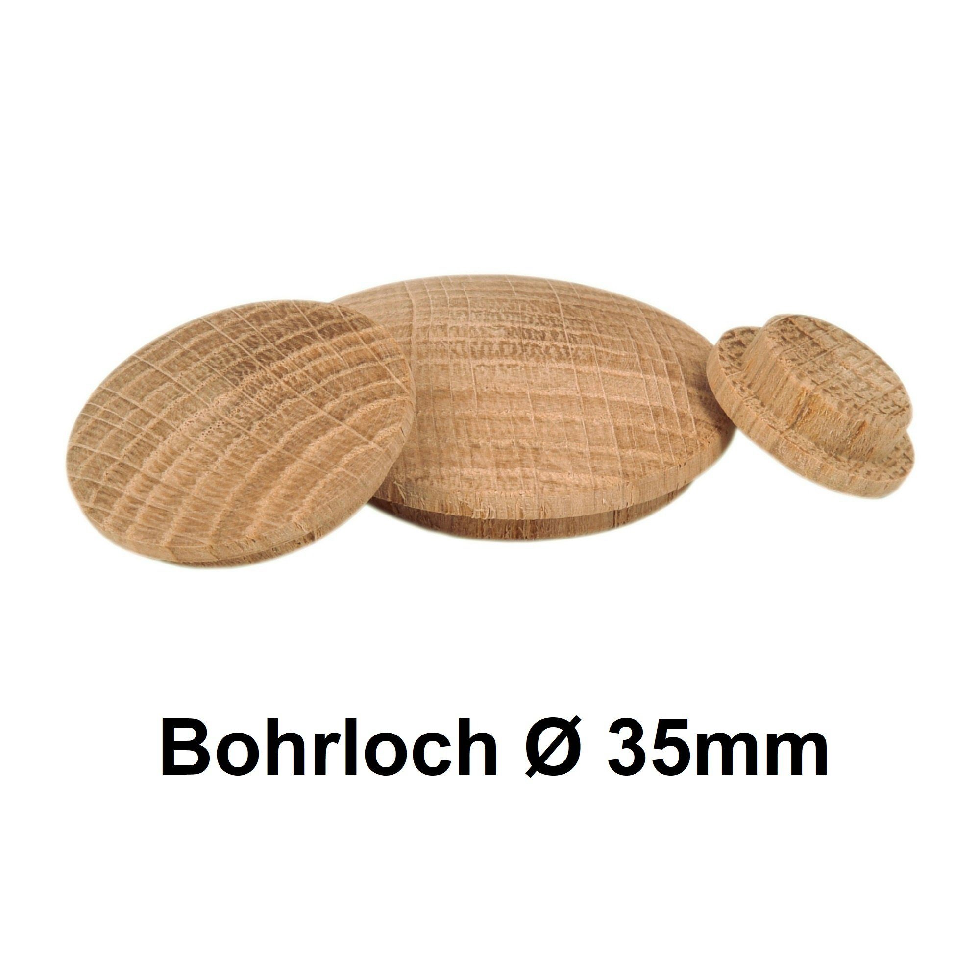 Prima-Online Abdeckkappe Holzabdeckkappen Holz Abdeckkappen Eiche [10-35mm] Bohrloch