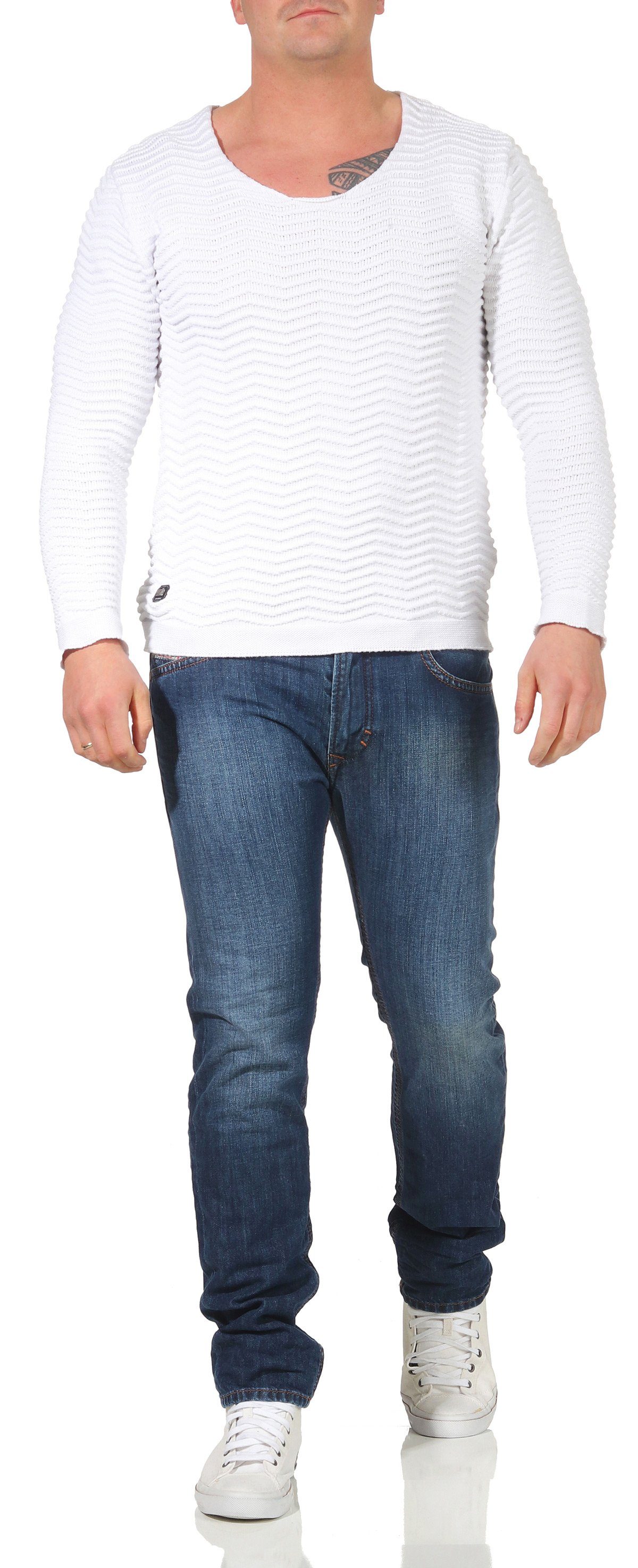 5-Pocket-Style, Thavar Röhrenjeans, Used-Look Diesel Slim-fit-Jeans 0855L Blau, Herren