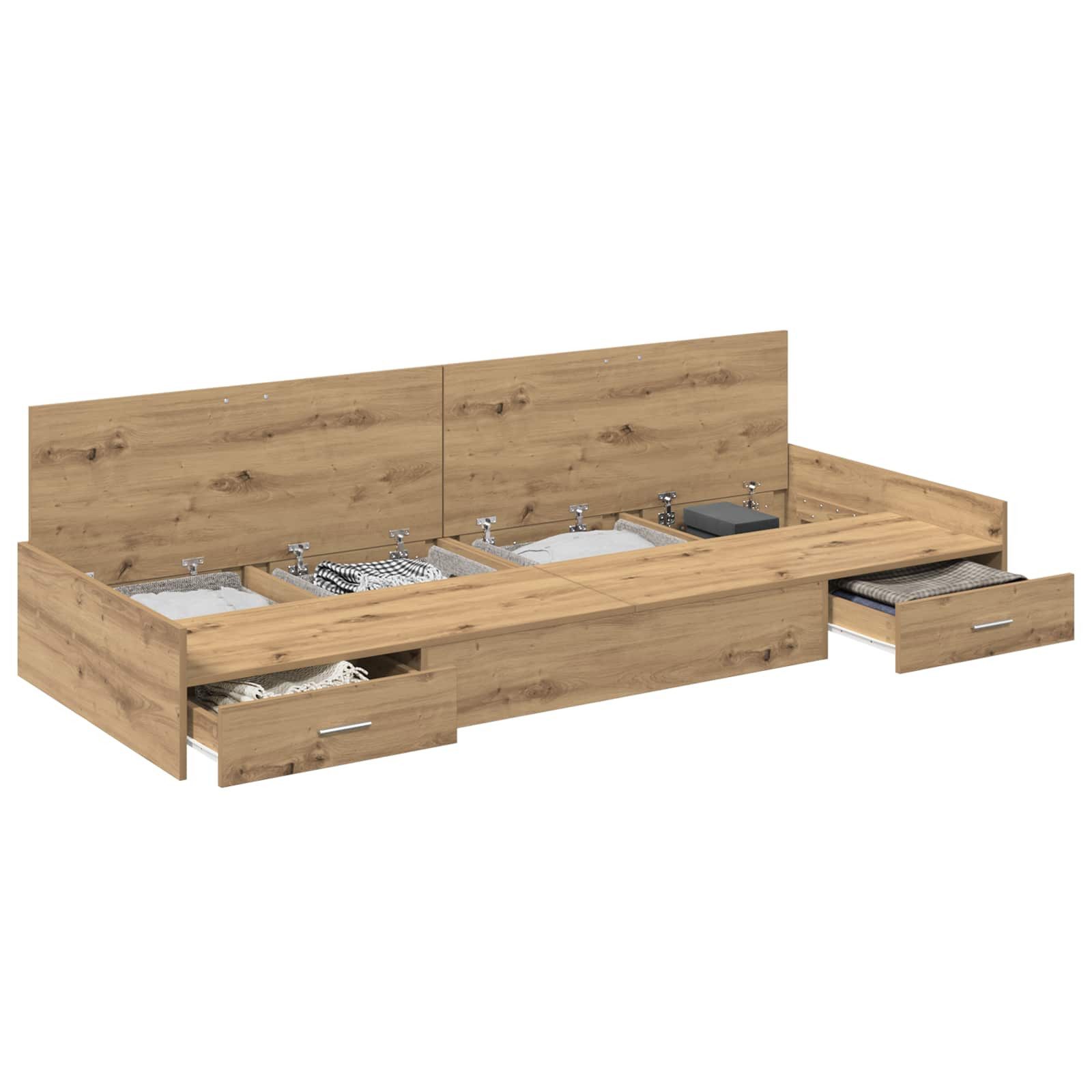 Bett Bettrahmen mit Kopfteil Artisan-Eiche 90 x 190 cm Holzwerkstoff