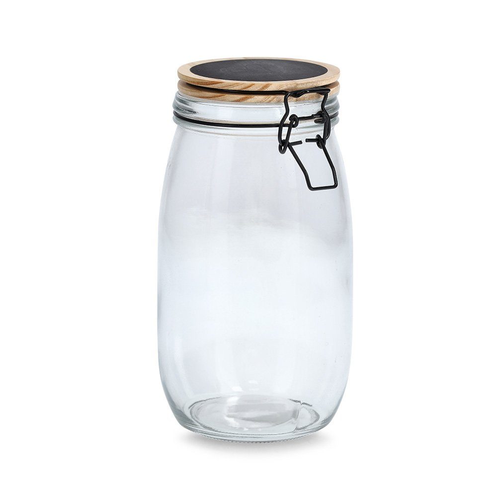 Bügelverschluss, Vorratsglas Glas 1500 ml, - Zeller Zeller mit mit Glas, Vorratsglas Present beschreibbar 1- tlg), (Stück, Vorratsglas Kieferdeckel Bügelverschluss Present Bügelverschluss mit