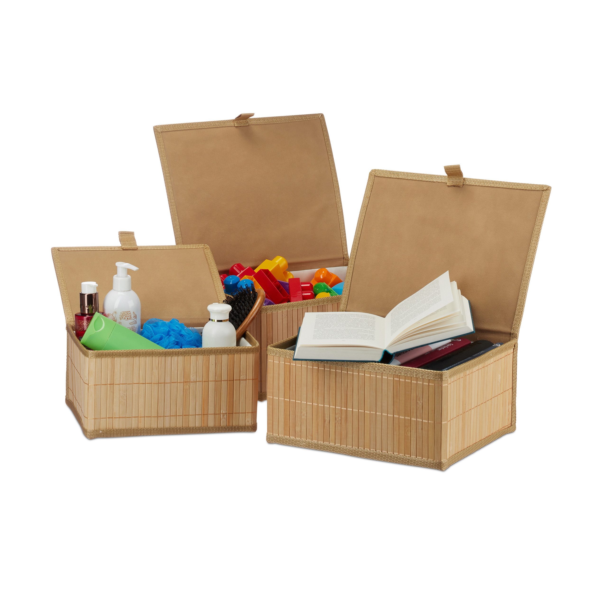 relaxdays Aufbewahrungskorb 3er Set, Natur günstig online kaufen