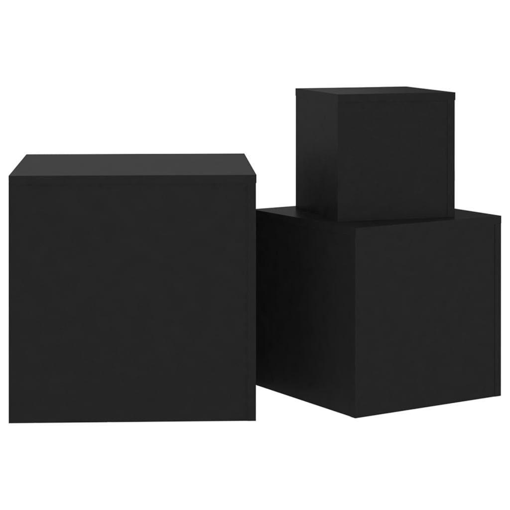 vidaXL Beistelltisch Beistelltische Holzwerkstoff (3-St) Schwarz | Schwarz 3-tlg. Schwarz