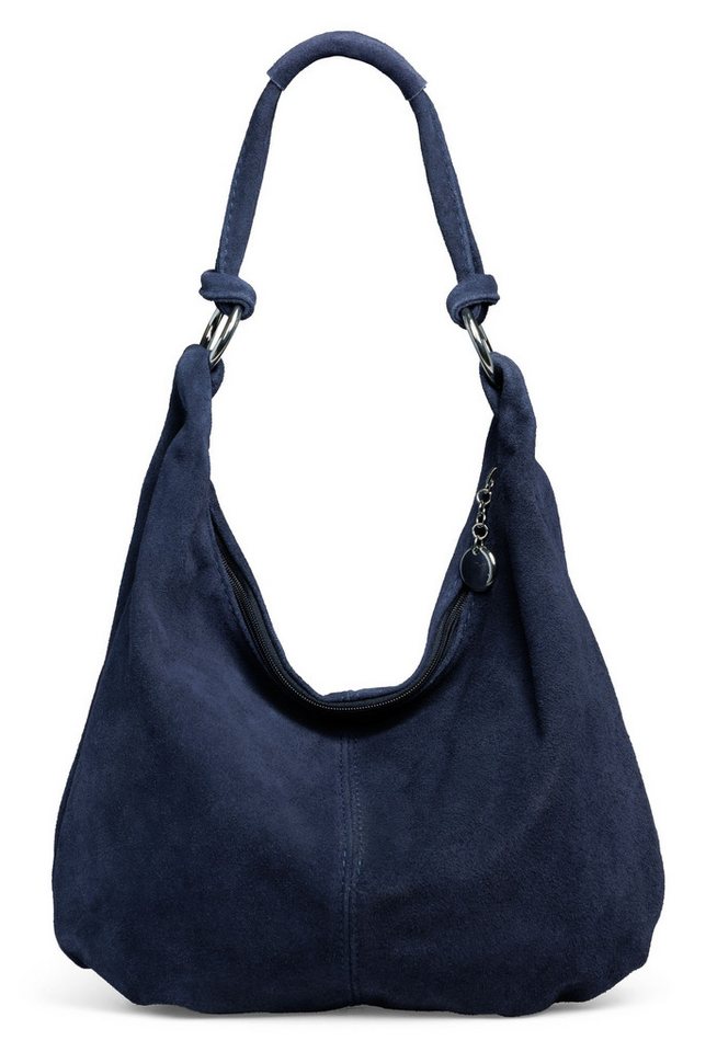 Caspar Schultertasche Wildleder Hobo Bag Damen Leder Shopper - PREMIUM LINE - Modell No.841, 100% italienisches Veloursleder, samtig weich, angenehmer Tragekomfort