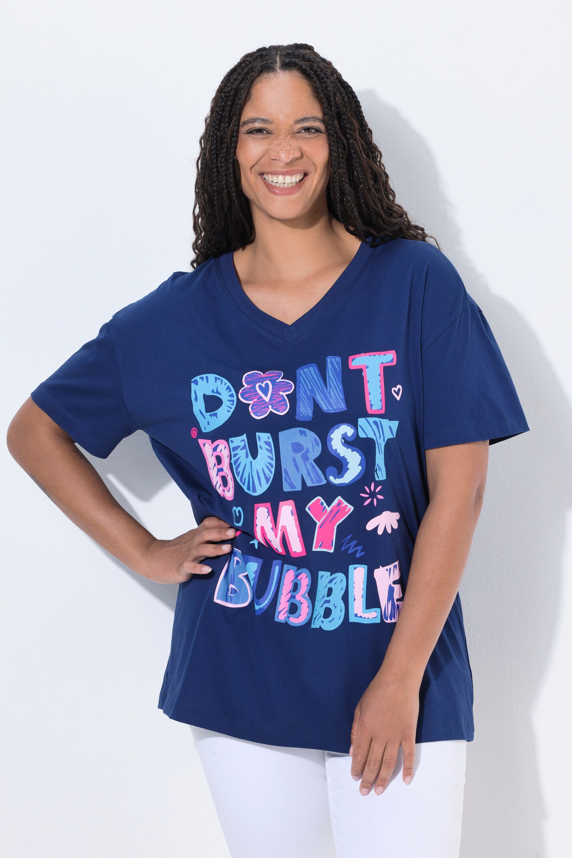 Angel of Style T-Shirt T-Shirt Boxy Fit bunter Schriftzug