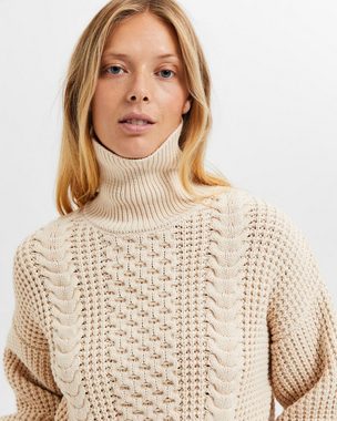 SELECTED FEMME Strickpullover Rollkragen Zopf Strickpullover Relaxed Sweater SLFBIRTHA 4448 in Sand