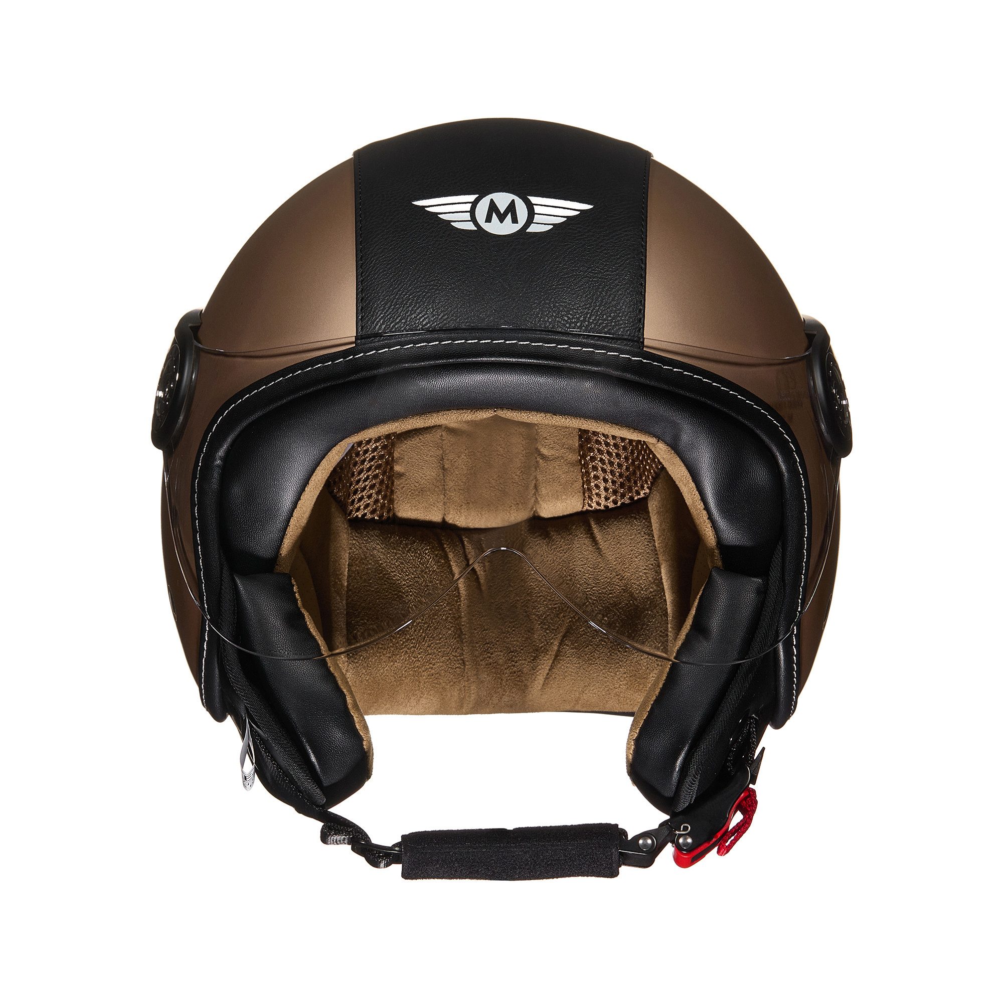 MOTO HELMETS Motorradhelm Integralhelm Motorrad Full Helm H-44 Vintage Retro, Helm für Motorrad Roller Vespa, Schnellverschluss, Visier, nur 1050g