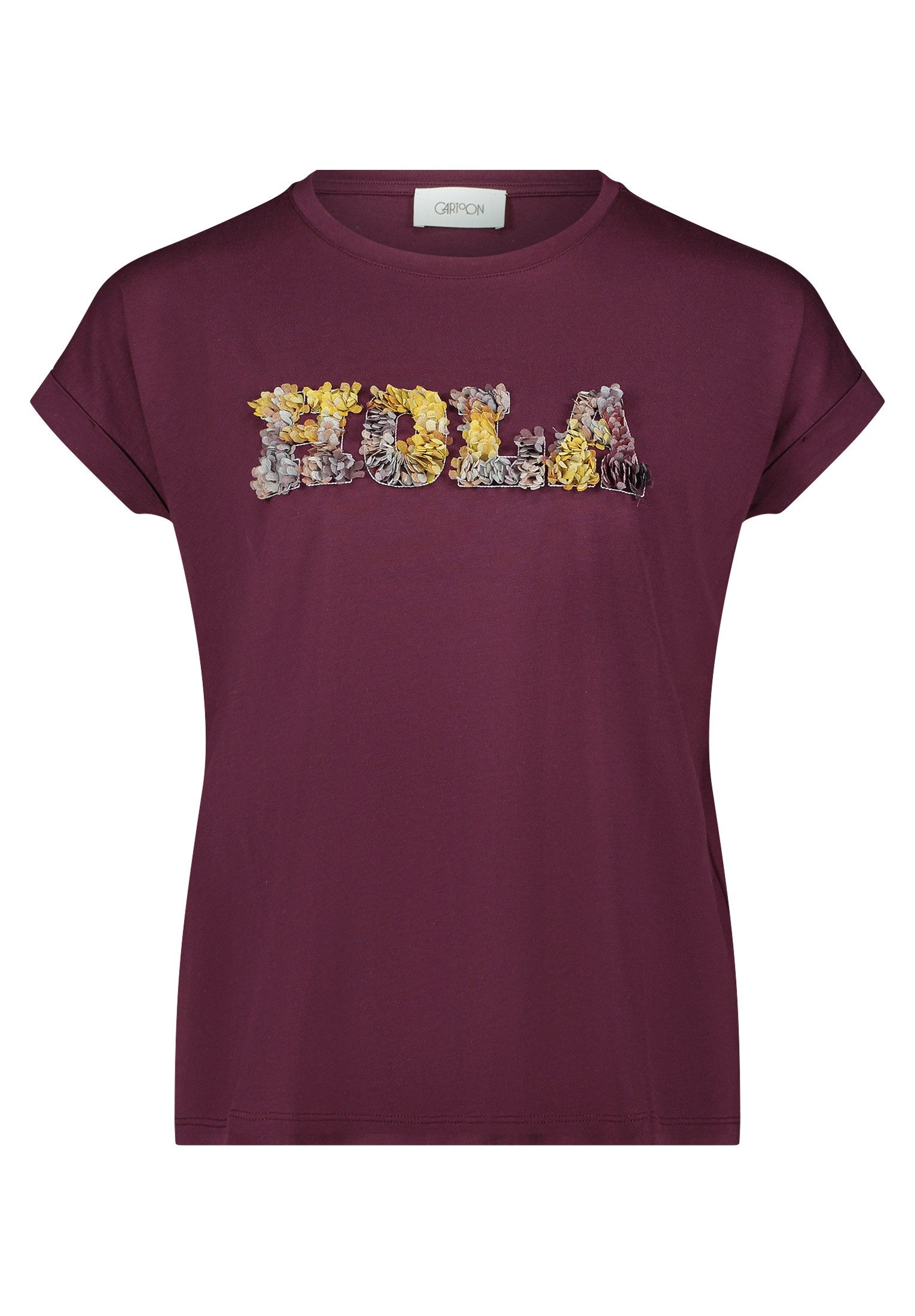 Cartoon Kurzarmshirt Damen Rundhals-Shirt mit Ärmelaufschlag (1-tlg) günstig online kaufen