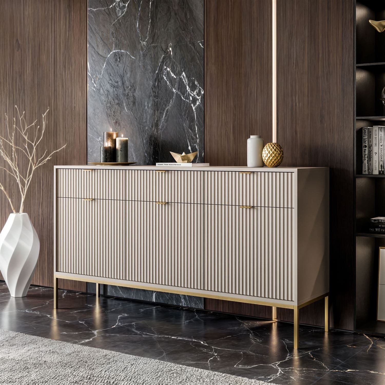 Lookway Kommode CORTADO GOLD KSZ154 mit Schubladen 154 cm, Breite 154 cm
