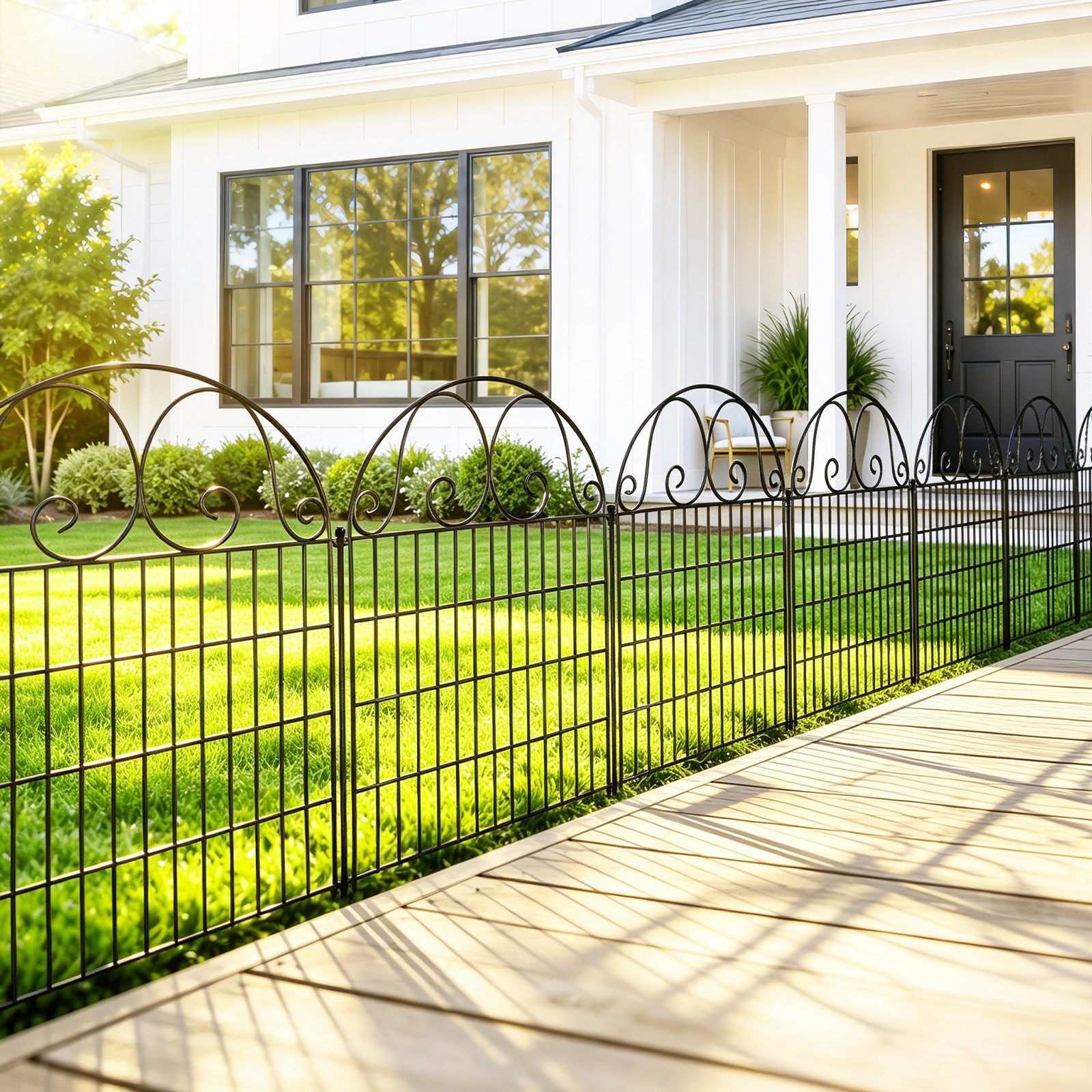 BlingBin Gartenzaun Metallzaunpaneelen Metall Steckzaun ohne Graben, 11 Elemente, 1 Türen, (Gartenzaun mit Tor Set (12 Teilig), 12-St., 12pcs), 135x68cm Temporärer Tierzaun als Barriere für Garten, Hof und Terrasse