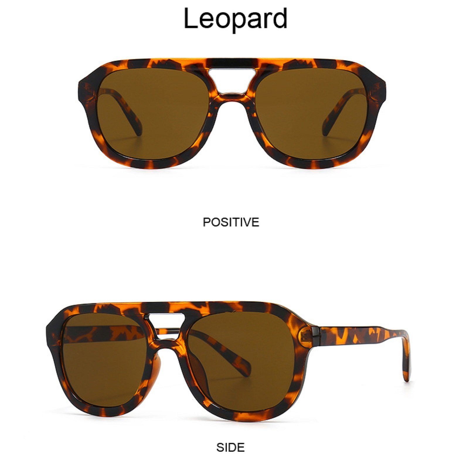 Amy too Sonnenbrille »Leo African« (Retro-Look, Trend Brille, Softetui,  Brillentuch) Leopardenmuster, UV Schutz