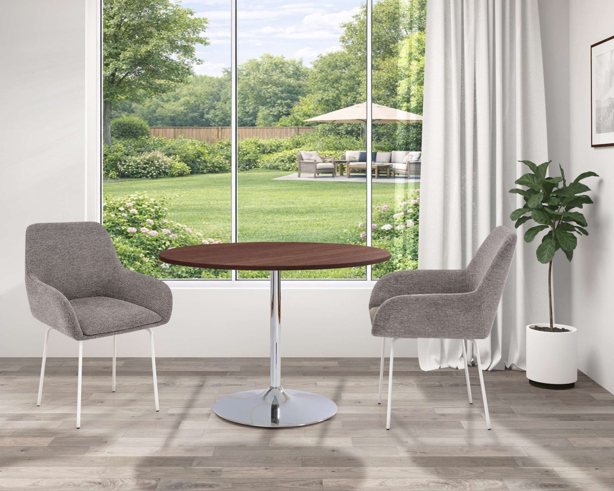 OTTO home Esstisch Trompet, rund, Ø110 cm, Tischplatte Hochglanz oder Holzoptik, Trompetenfuß