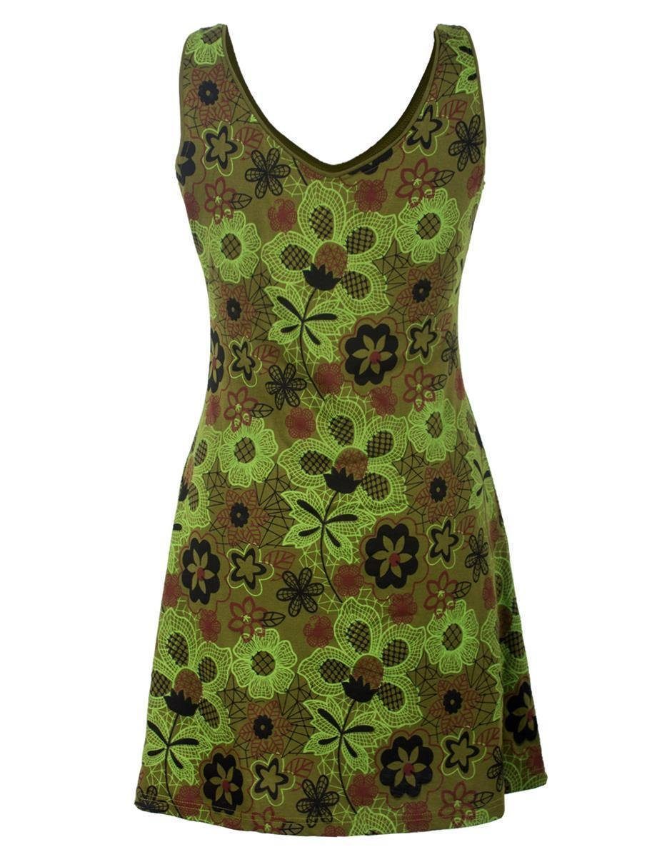 Vishes Sommerkleid Ärmelloses Blumenkleid aus Baumwolle bedruckt Hippie, Goa, Elfen Style
