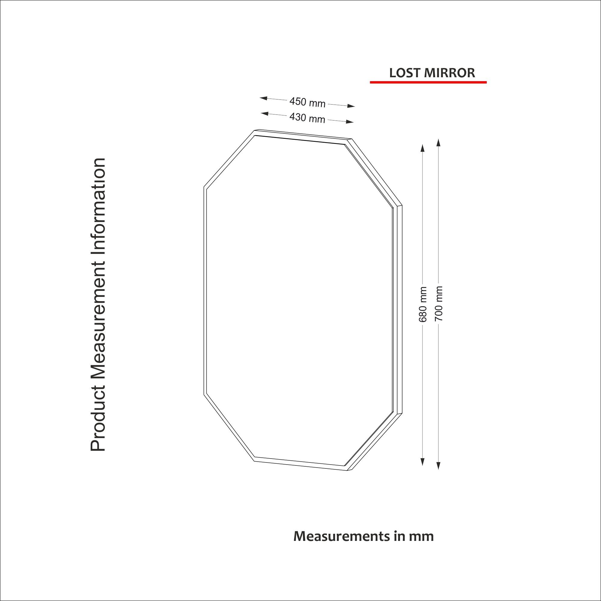 Melaminbeschichtete Skye Wandspiegel 100% cm, FRN, Lost 70x45x2 Decor Partikelplatte