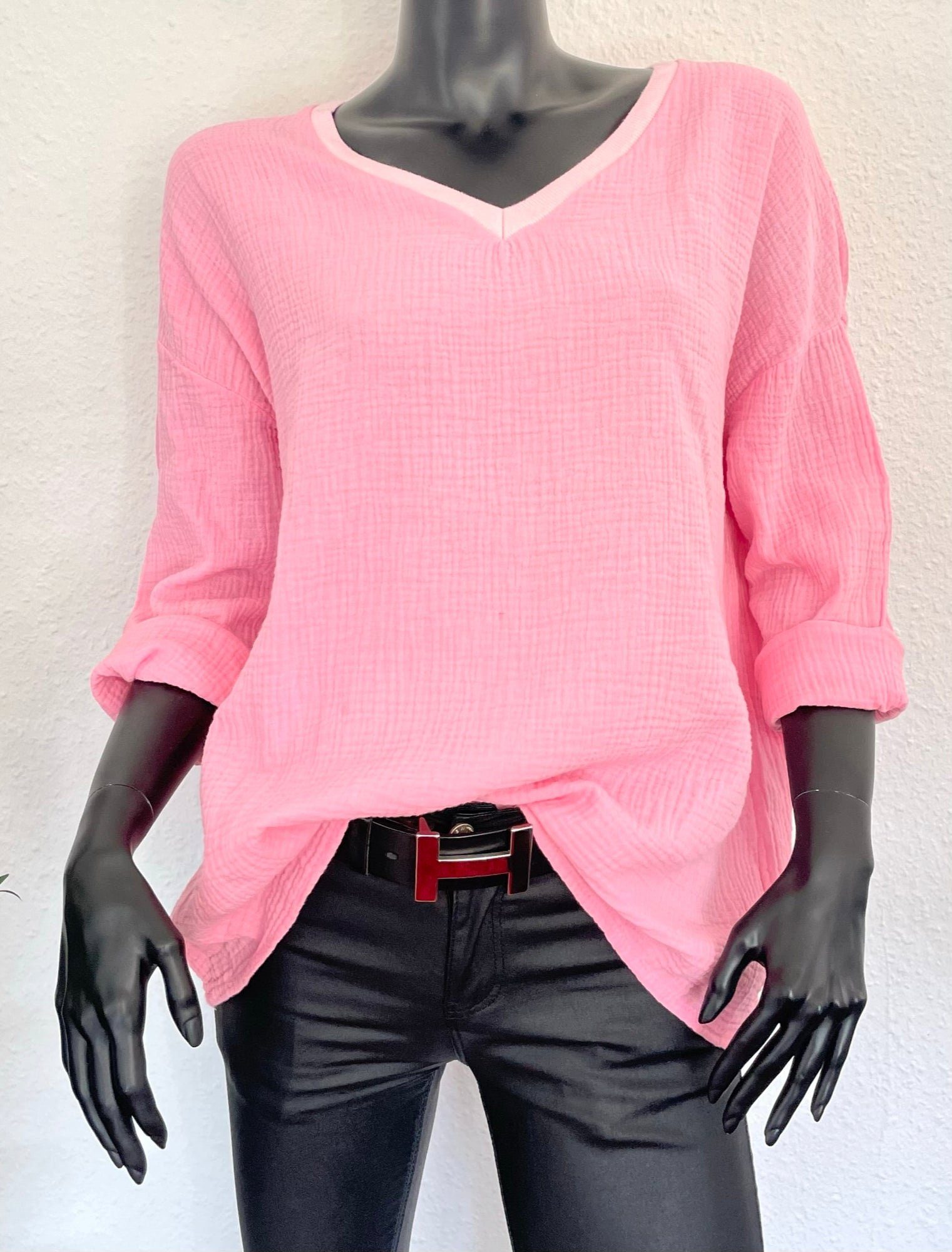 TrendFashion online Blusenshirt Musselin Blusen Shirt rosa