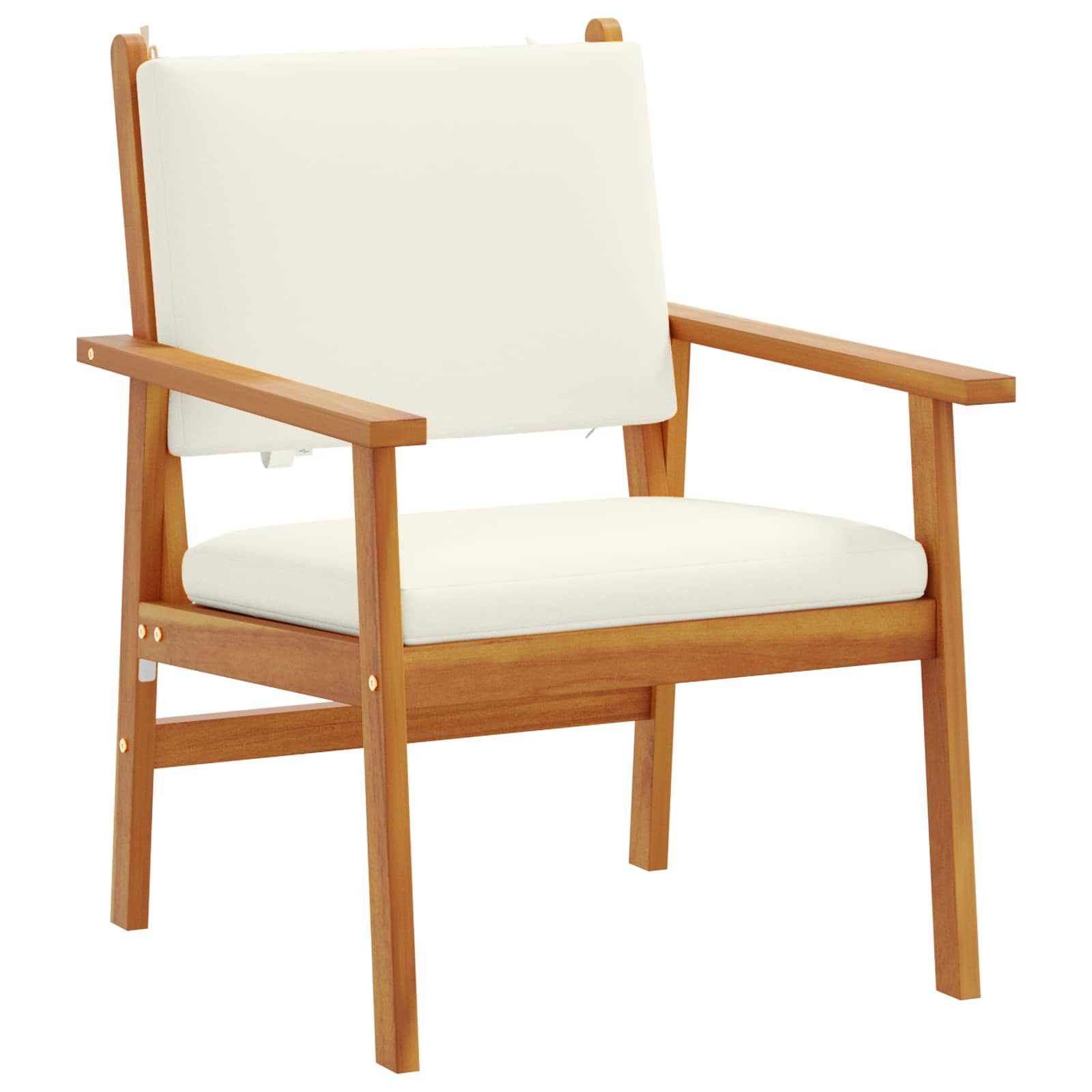 vidaXL Gartenlounge-Set Gartenstuhl 2 Stk. Cremeweiß Massivholz, (2-tlg)