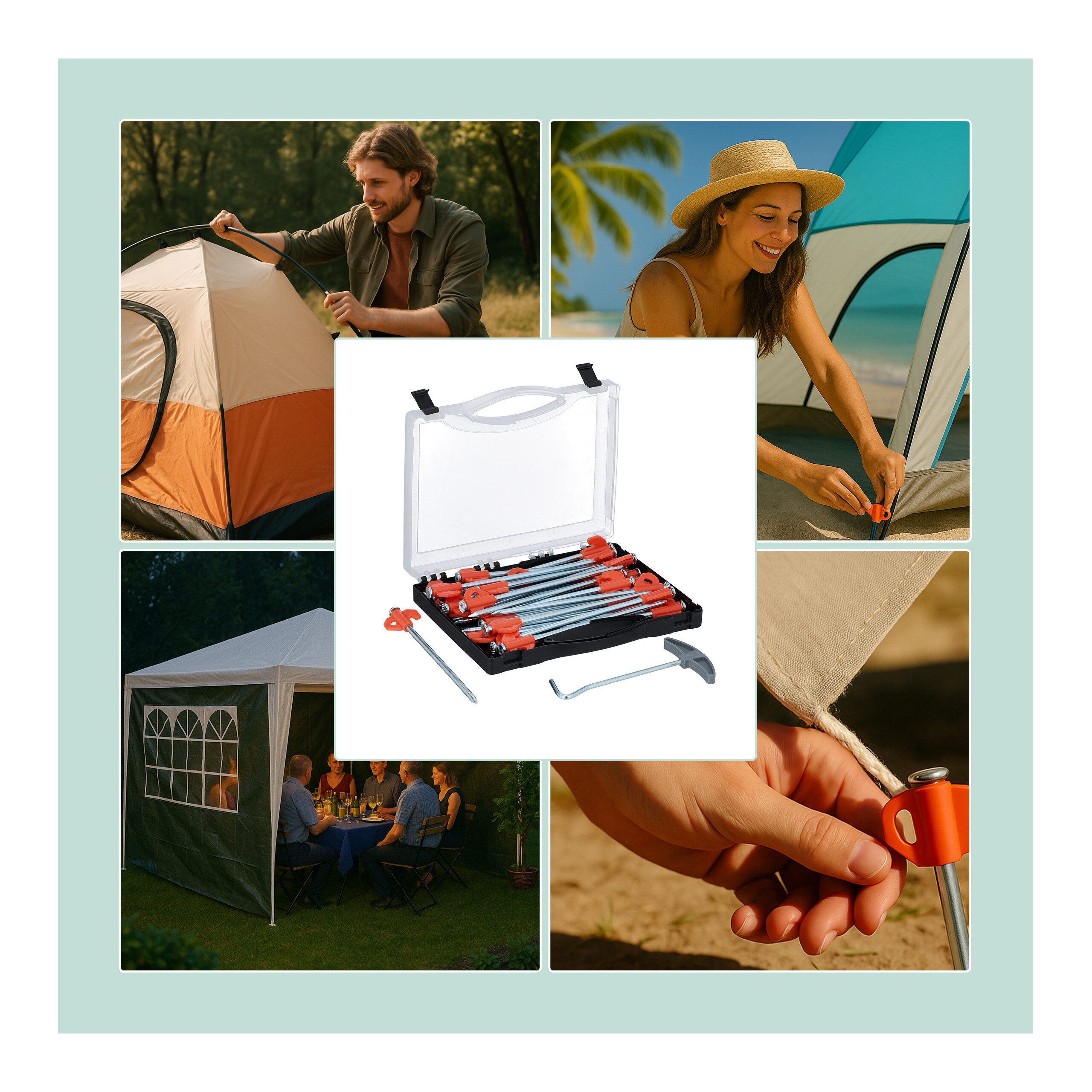 relaxdays Zelthering Felsbodenhering 30er Set mit Box