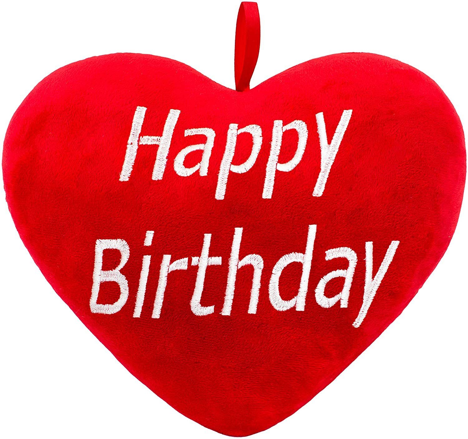 BRUBAKER Dekokissen Plüschkissen in Herzform mit Spruch, Herz Kissen Rot 32 cm groß, Herzkissen bestickt