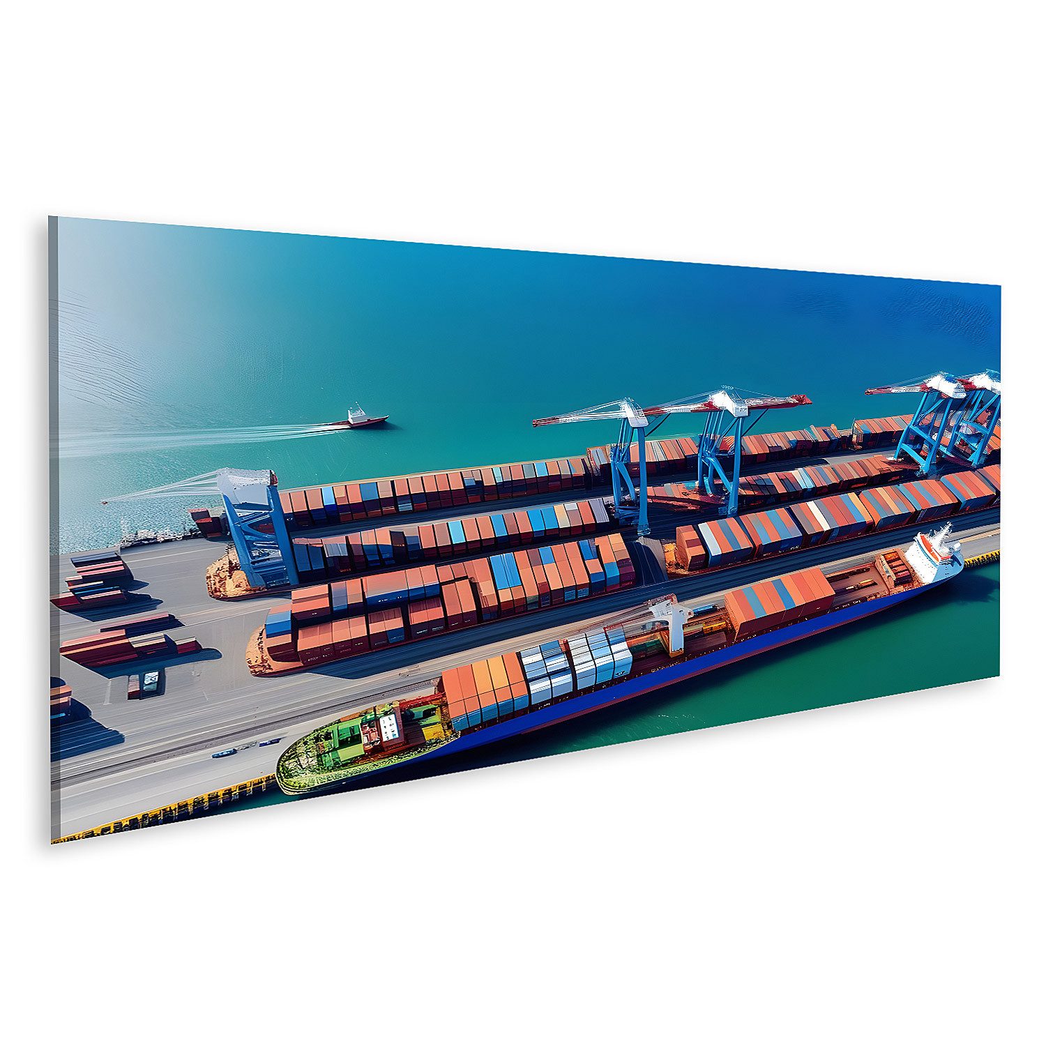 islandburner Leinwandbild Monumentales Wandbild zeigt Frachtschiff beim Containertransport über