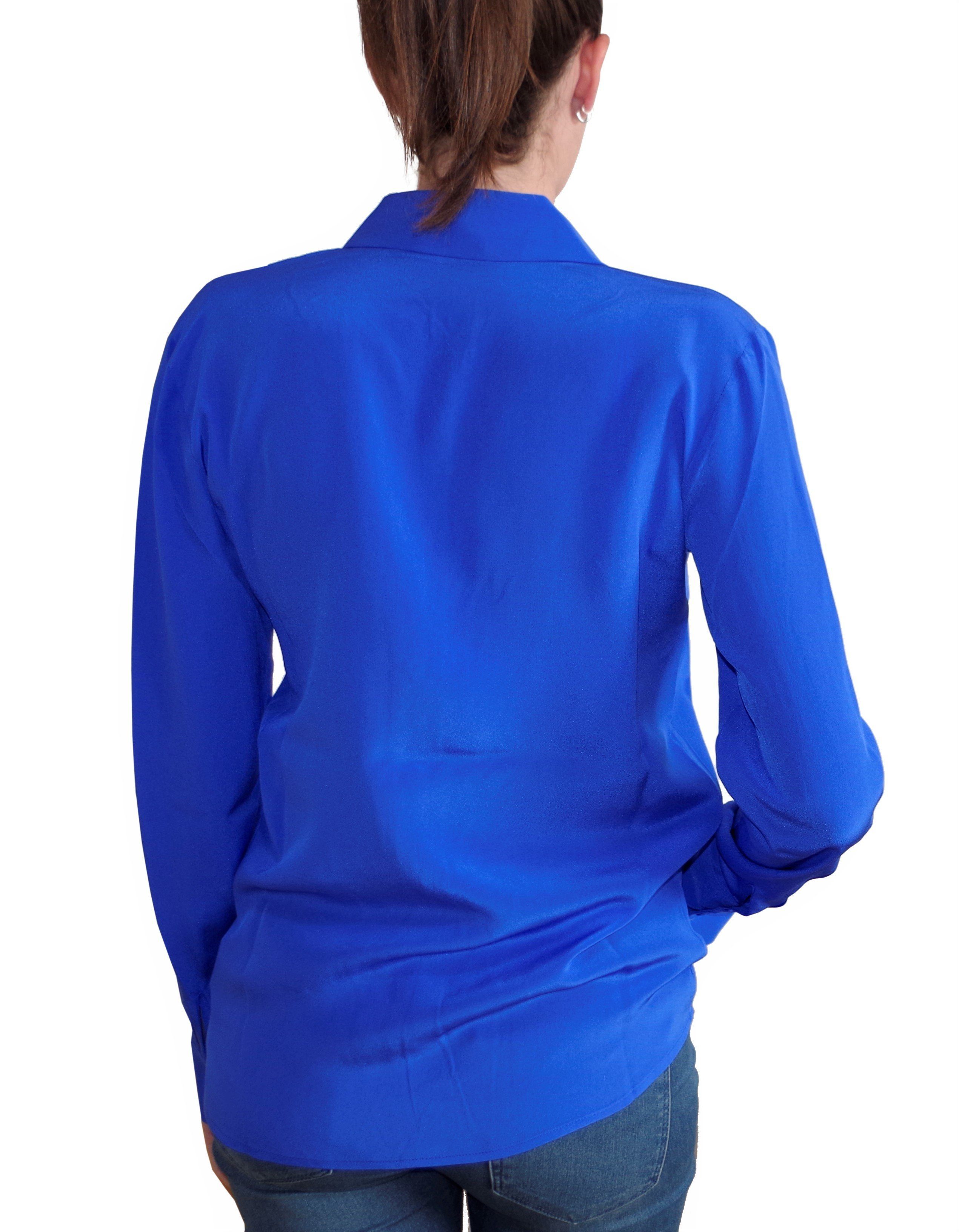 Gear Seidenbluse Posh Seide Bluse Collettoseta Seide 100% aus 100% Damen blau Seidenbluse dunkel