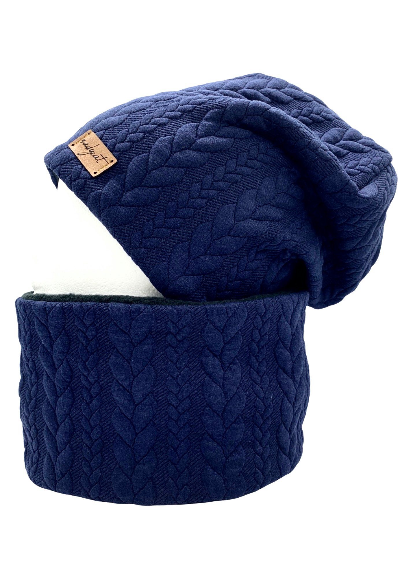 nadycat Beanie ZOPF & STYLE navy (2-St., Beanie mit passendem Loop) handgefertigt aus der Lausitz