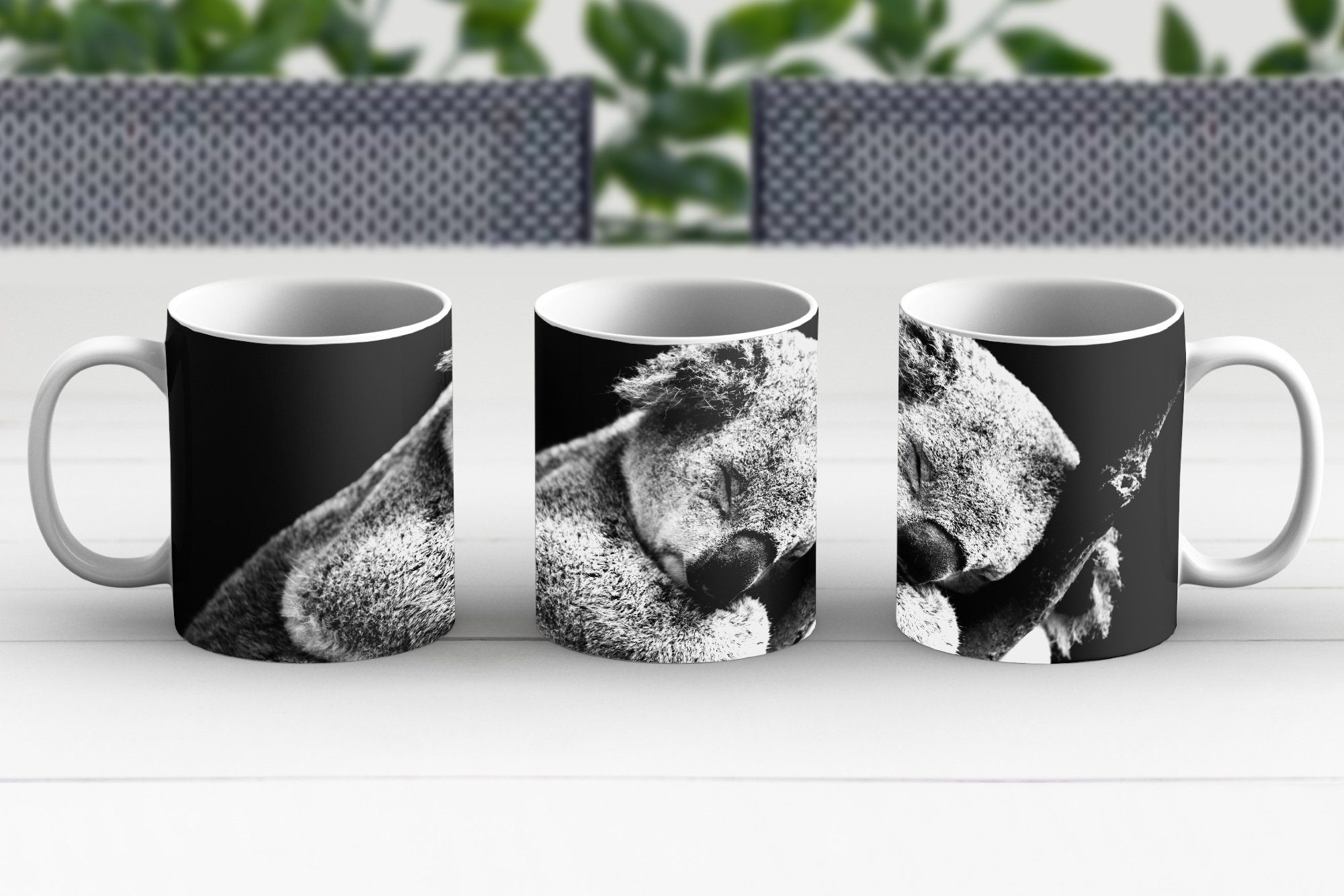MuchoWow Schwarz Keramik, - Teetasse, - - - Geschenk Kaffeetassen, Schlafend Becher, Mädchen, Teetasse, - Kinder Jungen Tasse Koala