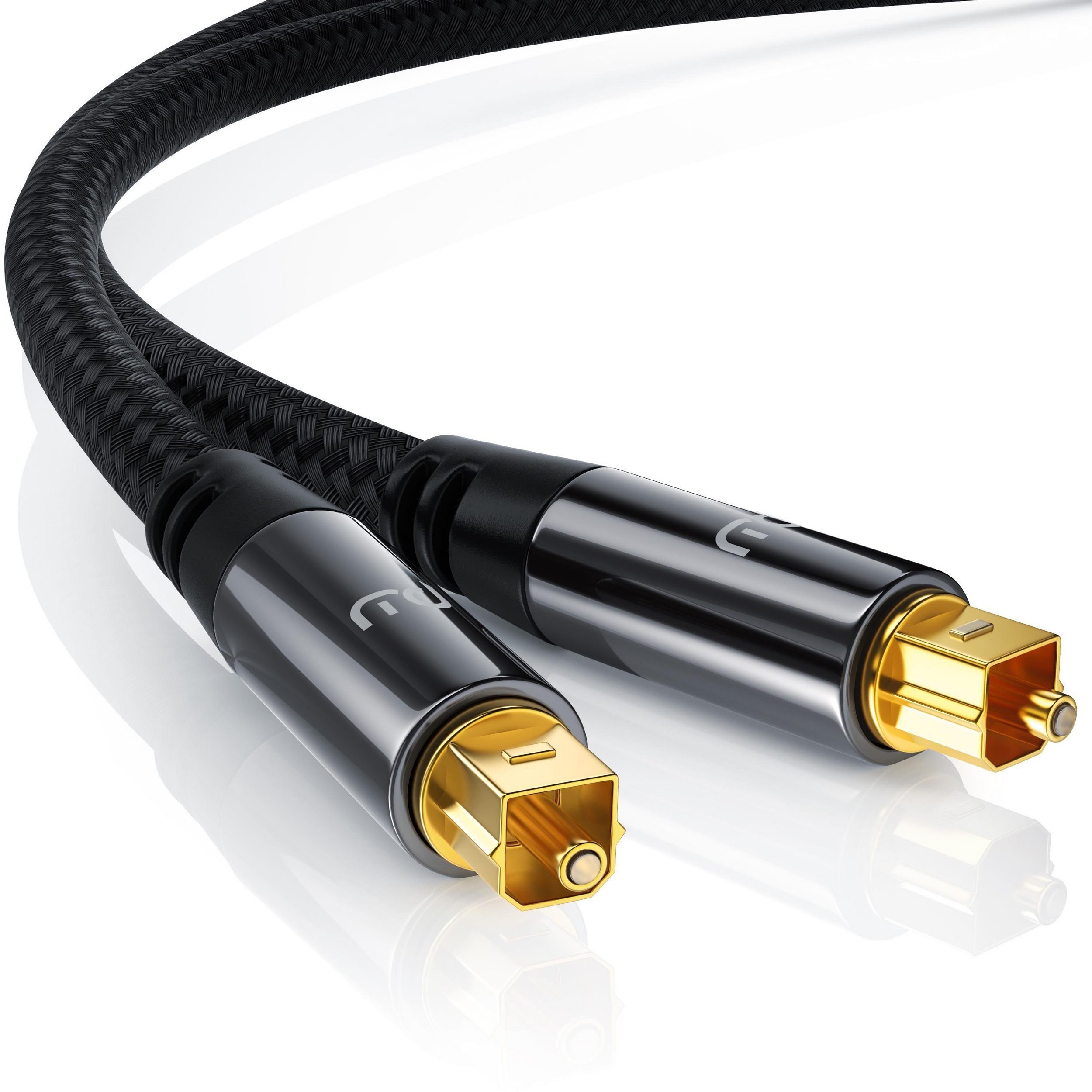 Primewire Lichtwellenleiter mit Metallstecker & Nylonmantel, Audiokabel - 2m Optisches-Kabel, S/PDIF, Toslink (200 cm), digitale Klangübertragung ohne Störungen, für Soundbar und Heimkino