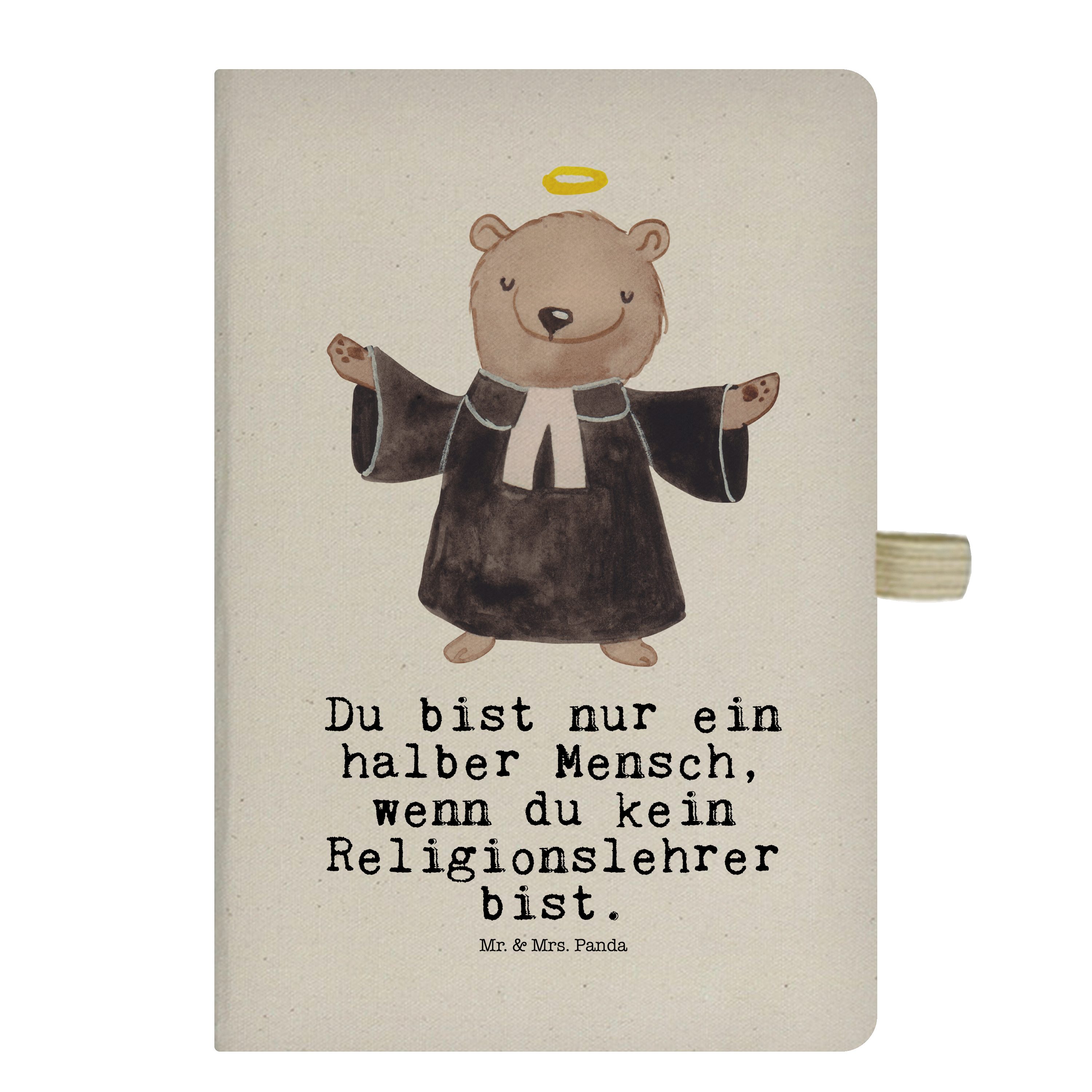 Mr. & Mrs. Panda Notizbuch Religionslehrer mit Herz - Transparent - Geschenk, Schule, Arbeitskol Mr. & Mrs. Panda