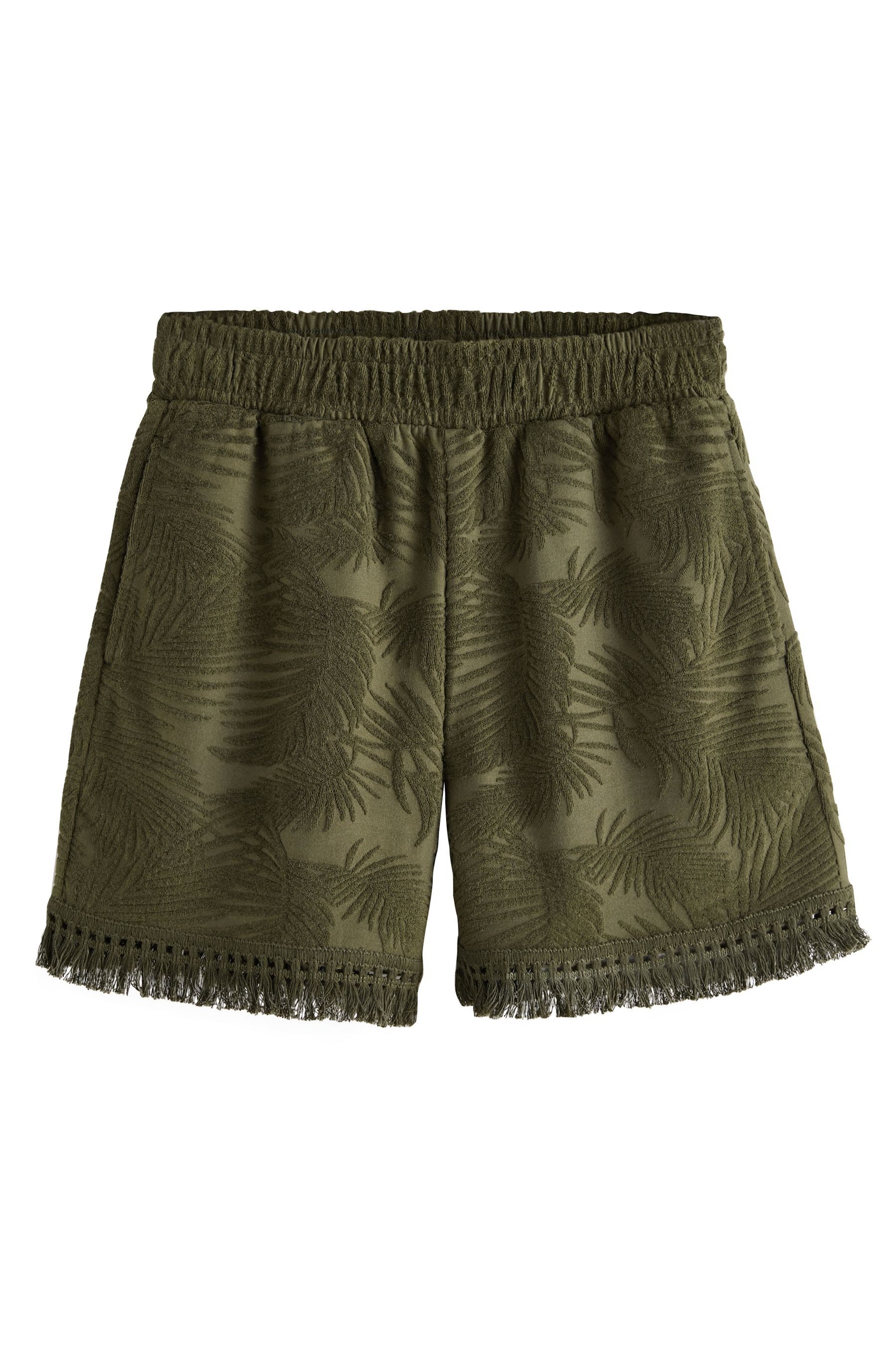 Next Shorts Jacquard-Sommershorts aus Frottee mit Fransen (1-tlg)
