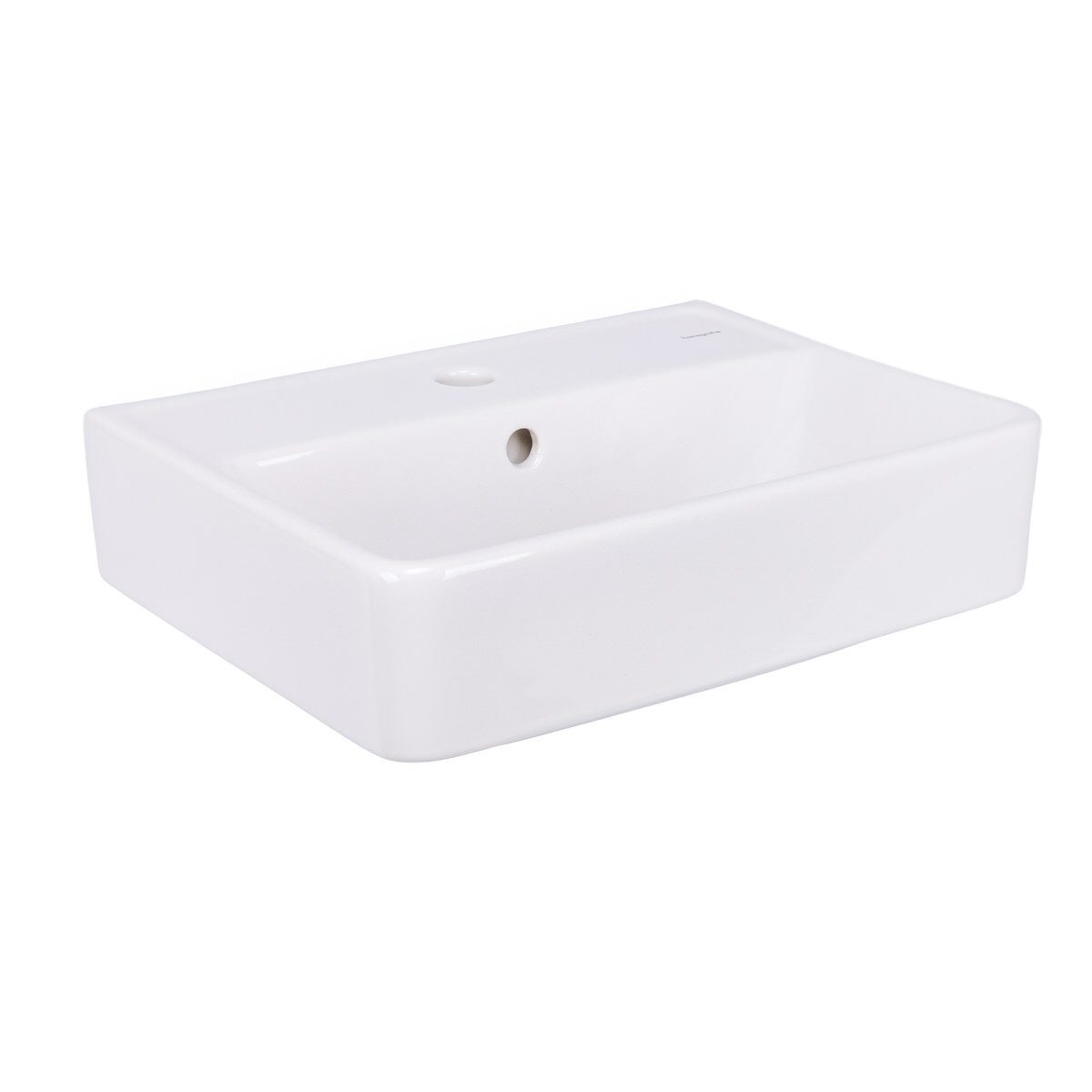 hansgrohe Waschbecken Xanuia Q in 36x25 oder 45x34 cm Weiß glänzend mit Überlauf & Hahnloch, Wandmontage rechteckig hochwertig Keramik Waschtisch Bad