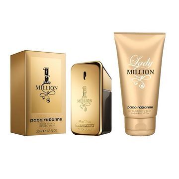 paco rabanne Eau de Parfum Geschenk box 1 Million, Duft für Herren Set 50 ml, Duschgel 100 ml, 2-tlg., Herrenduft, Lederakkord, Rose, Zimt, frische Kopfnote, langanhaltend