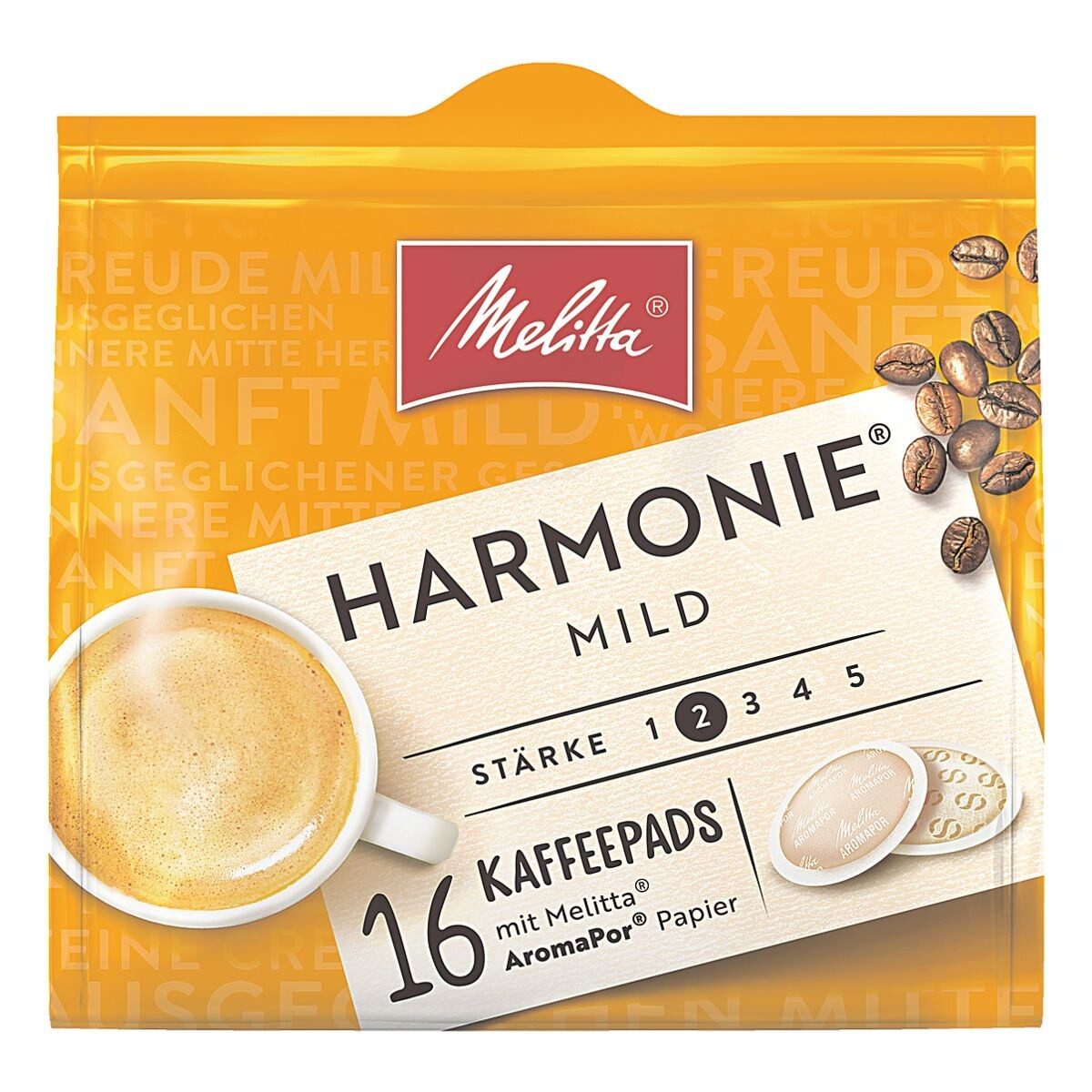 Melitta Harmonie Kaffeepads, Arabica- und Robustabohnen mild, 16 St.