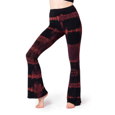 PANASIAM Leggings Unikat Batik Leggings stretch mit ausgestelltem Bein handgefertigt bequeme Bootcut Hose mit Schlag aus natürlicher Viskose für Yoga Sport