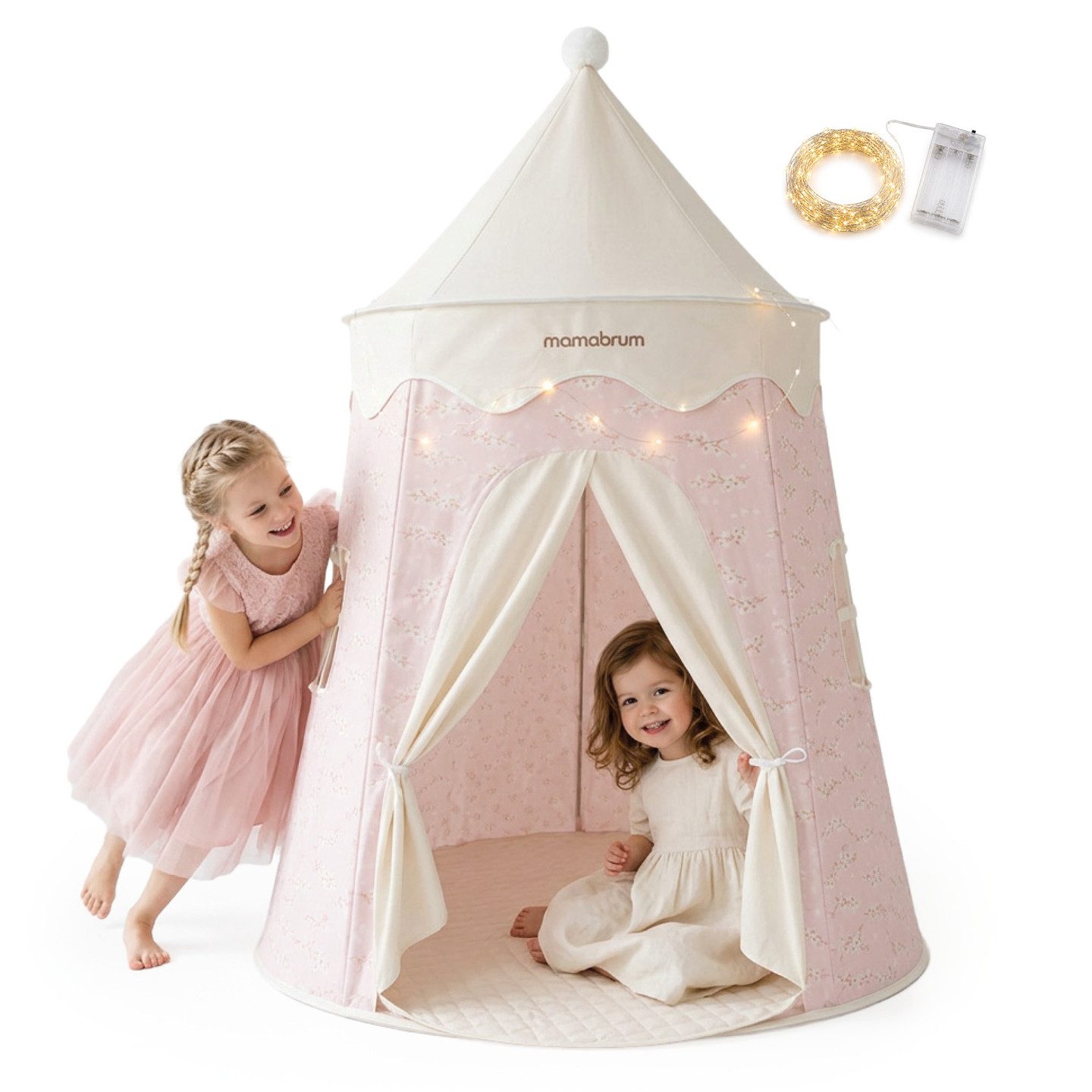 Mamabrum Spielzelt Mamabrum Kinder Spielzelt Schloss mit Matte & LED, Blättermuster