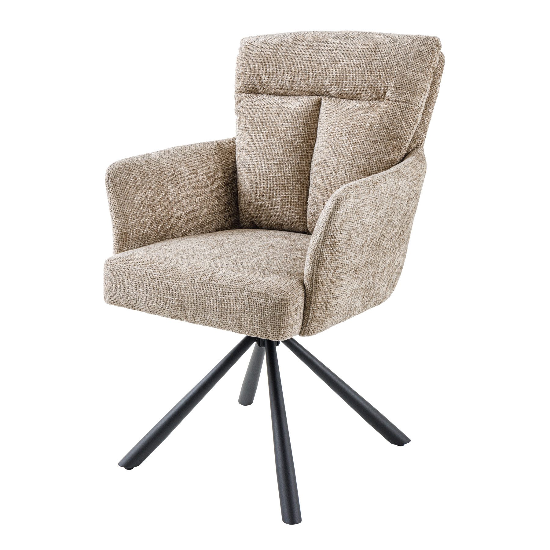 riess-ambiente Polsterstuhl BIG GEORGE beige – Strukturstoff, Metallgestell, mit Armlehnen (Einzelartikel, 1 St), 360° drehbar mit Federkern – ideal für bequemes Sitzen im Esszimmer