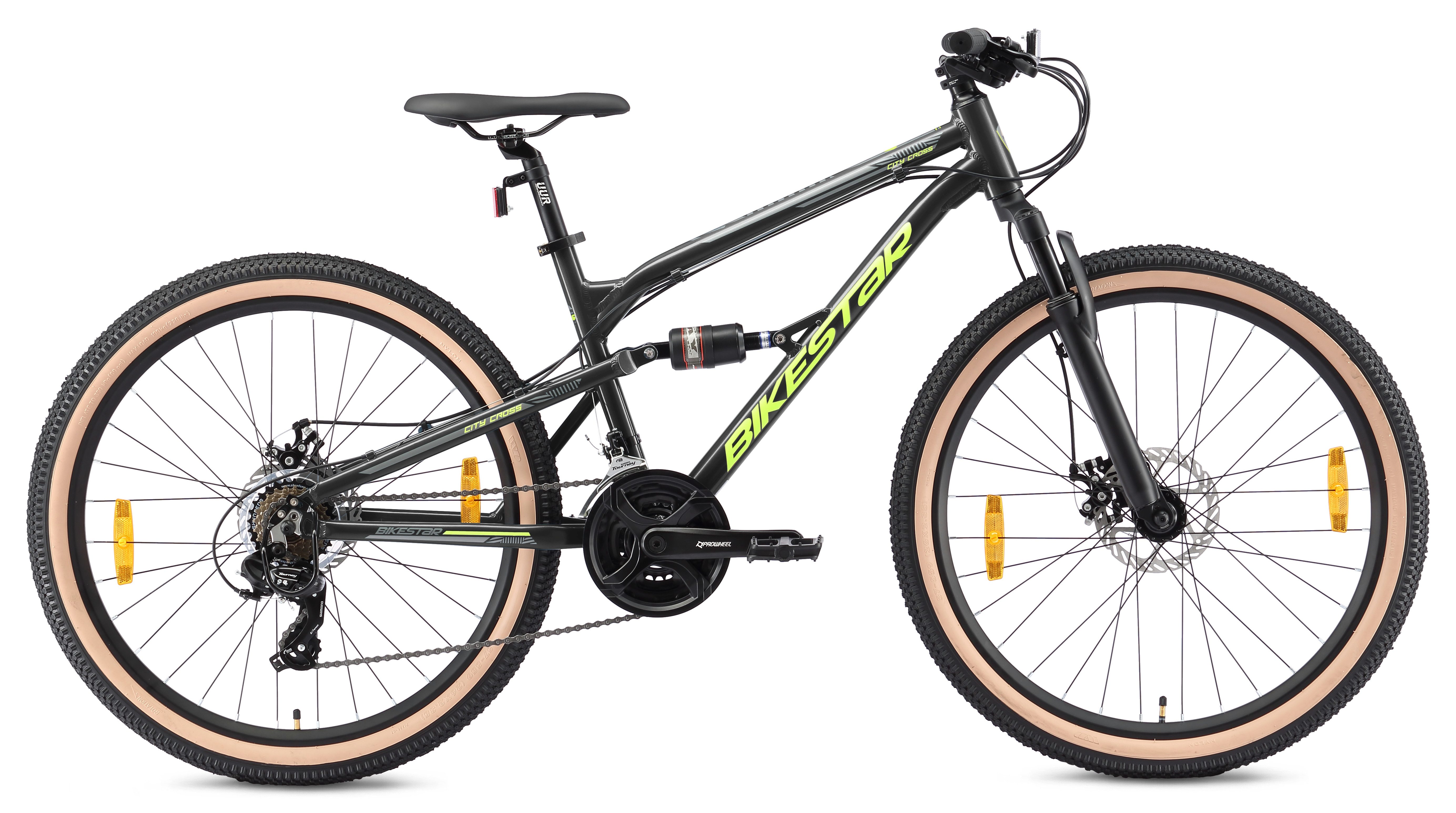 Bikestar Mountainbike, 21 Gang Shimano RD-TY300 Schaltwerk, Kettenschaltung, für Damen und Herren, Kettenschaltung