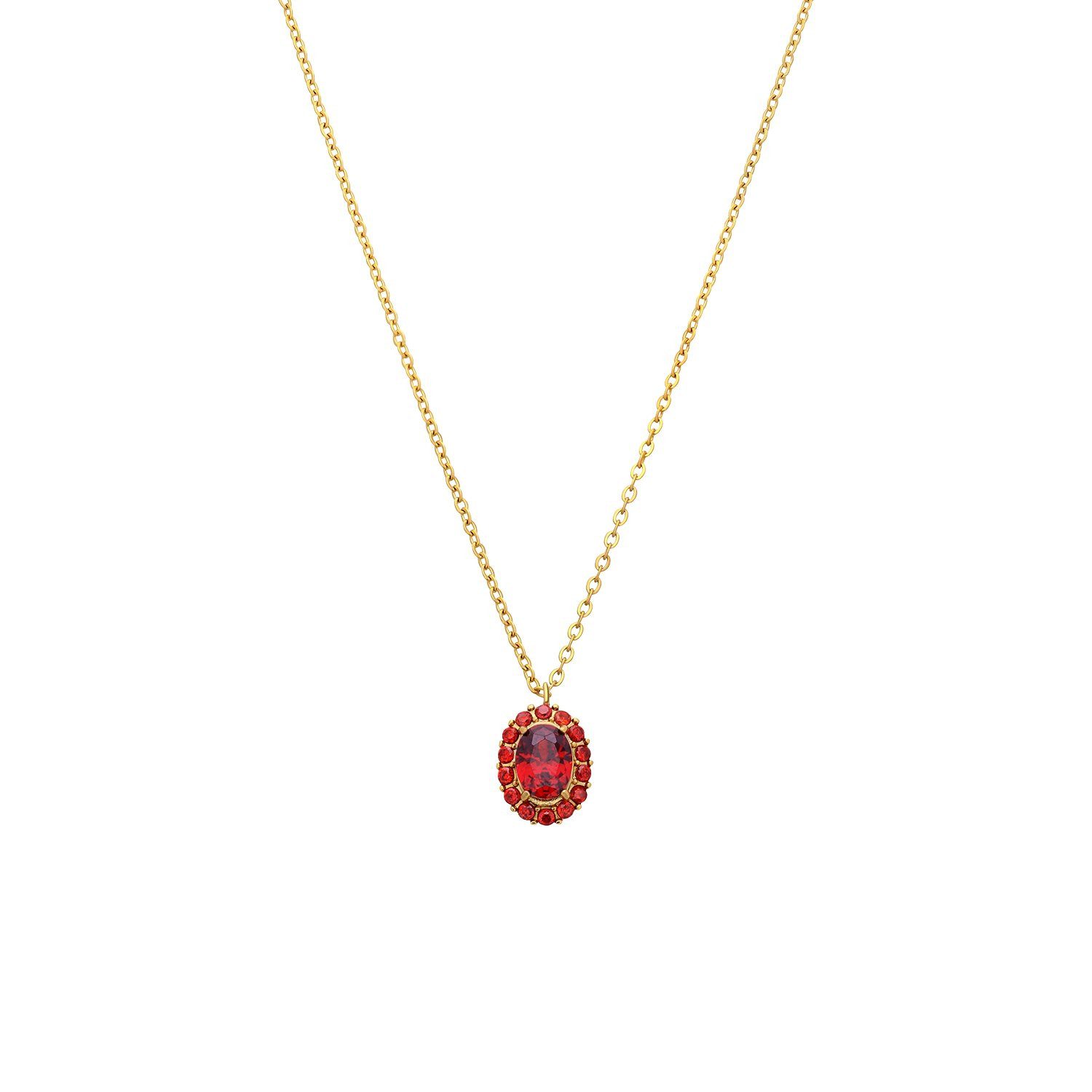 LUCARDI Kette mit Anhänger Halskette - Stahl - Gold - Zirkonia - Damen