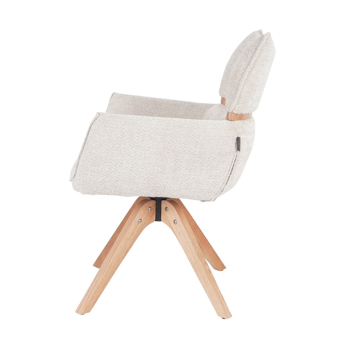 louming Armlehnstuhl Marou, Esszimmerstuhl, Polsterstuhl, Küchenstuhl, Stuhl, Stühle, Stoffbezug Graublau, Beige, Braun, Drehfunktion, Stativgestell Eiche