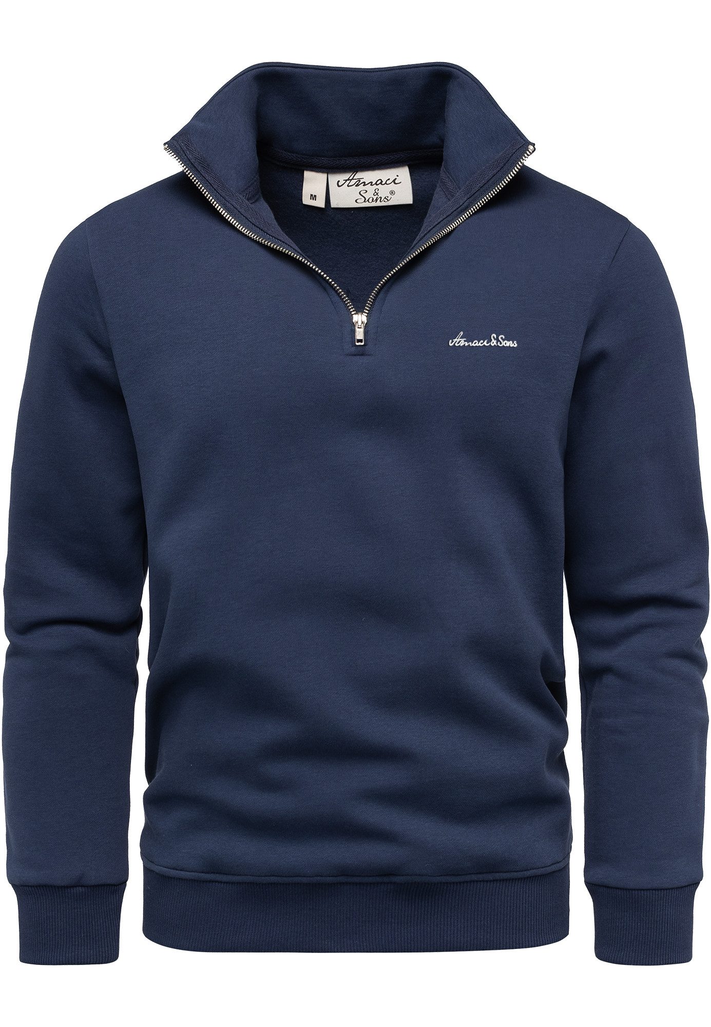 Amaci&Sons Sweatshirt DAVIS Troyer Troyer Herren Pullover Zipper Sweatjacke Sweatshirt Sweatjacke