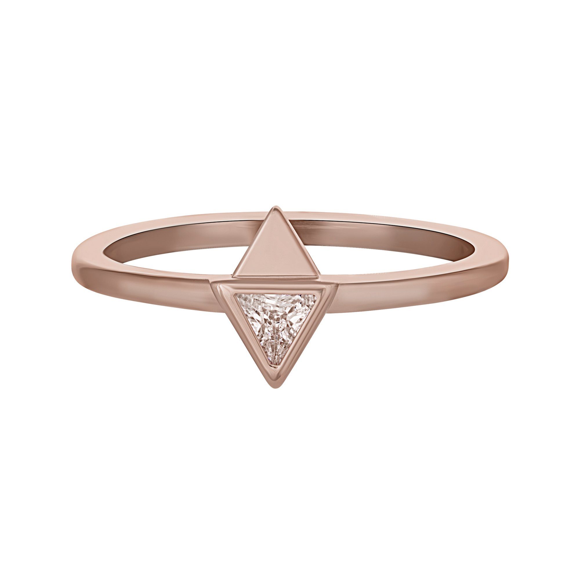 CAÏ Fingerring 925 Silber rosévergoldet mit Zirkonia Dreieck
