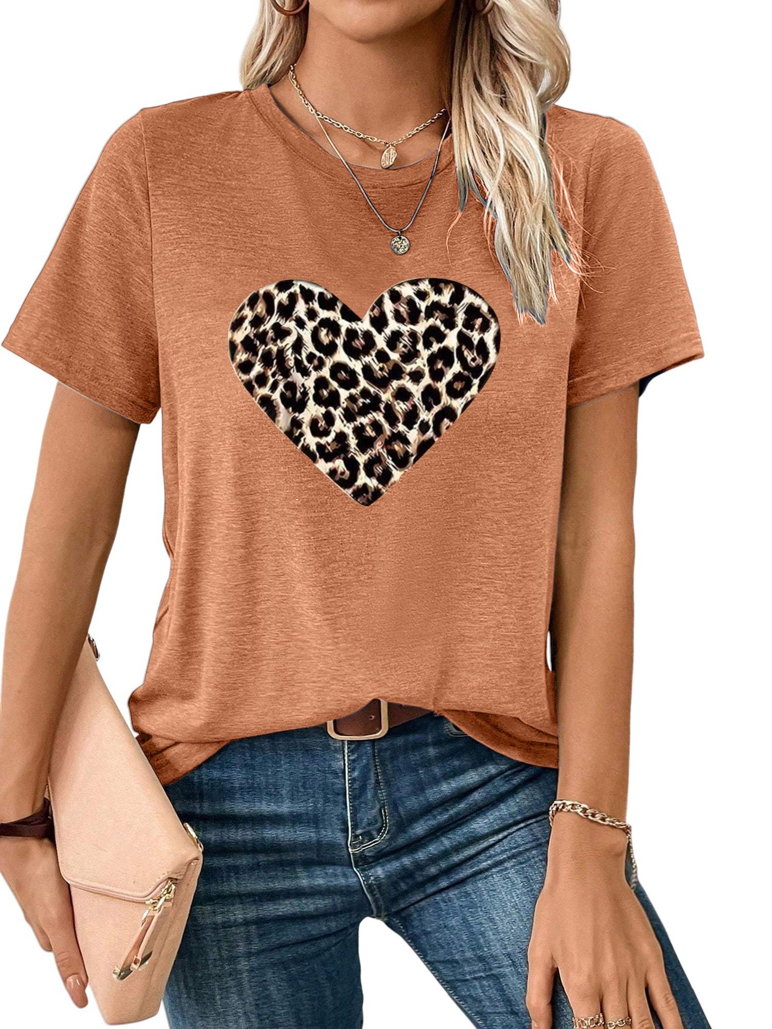 PYL Rundhalsshirt Damen Sommer Casual T-Shirt günstig online kaufen