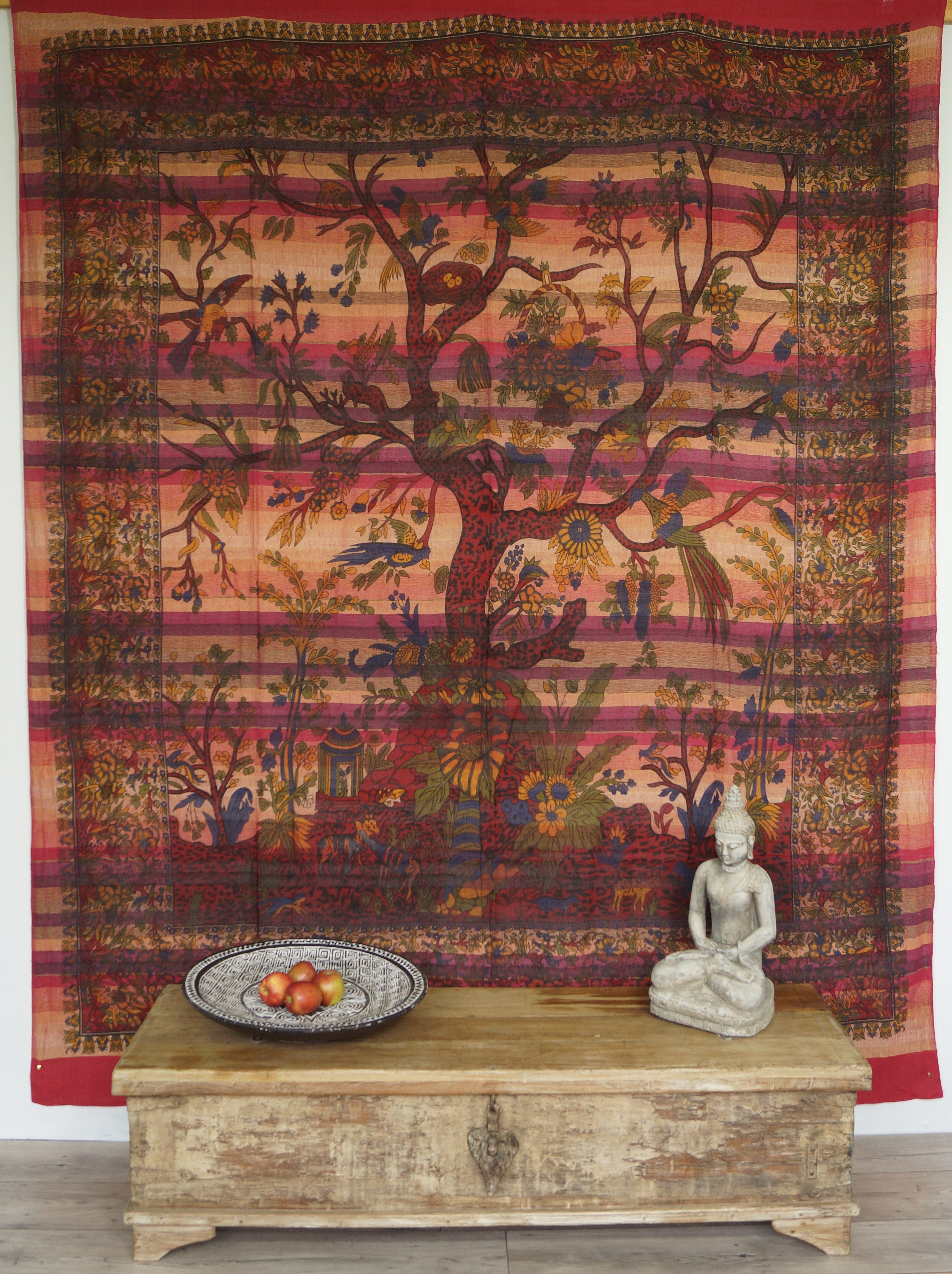 Tagesdecke Boho-Style Wandbehang, indische Guru-Shop Tagesdecke.., rot