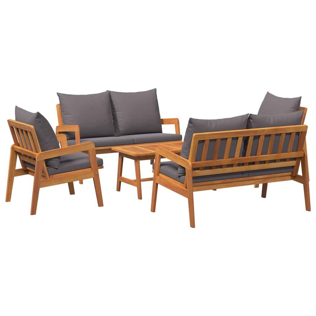 vidaXL Gartenlounge-Set Bistrogarnitur 5 stk. Braun Massivholz, (5-tlg)