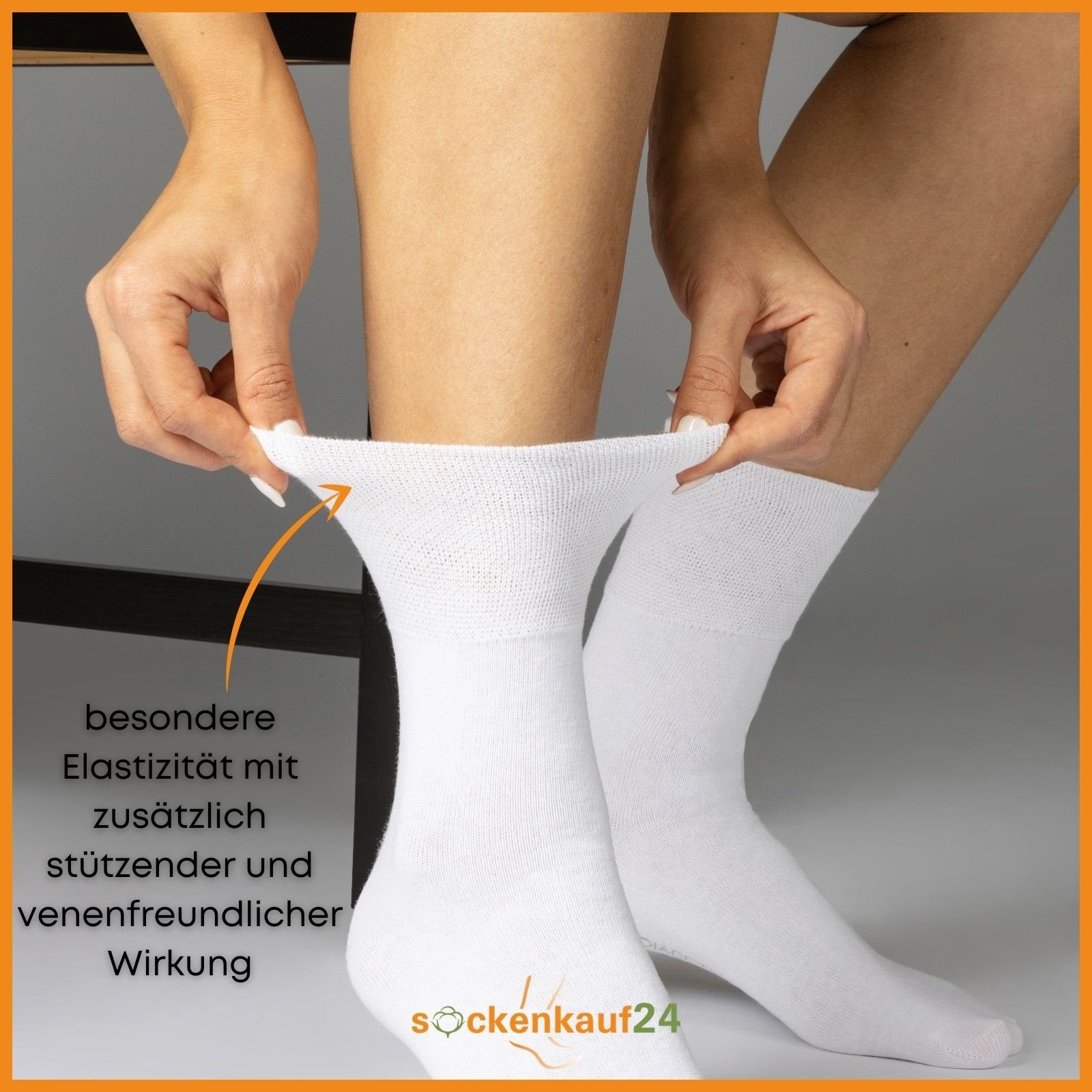 sockenkauf24 Gesundheitssocken 6 Paar Herren & Damen Socken ohne Gummibund und ohne Naht Diabetiker geeignet WP