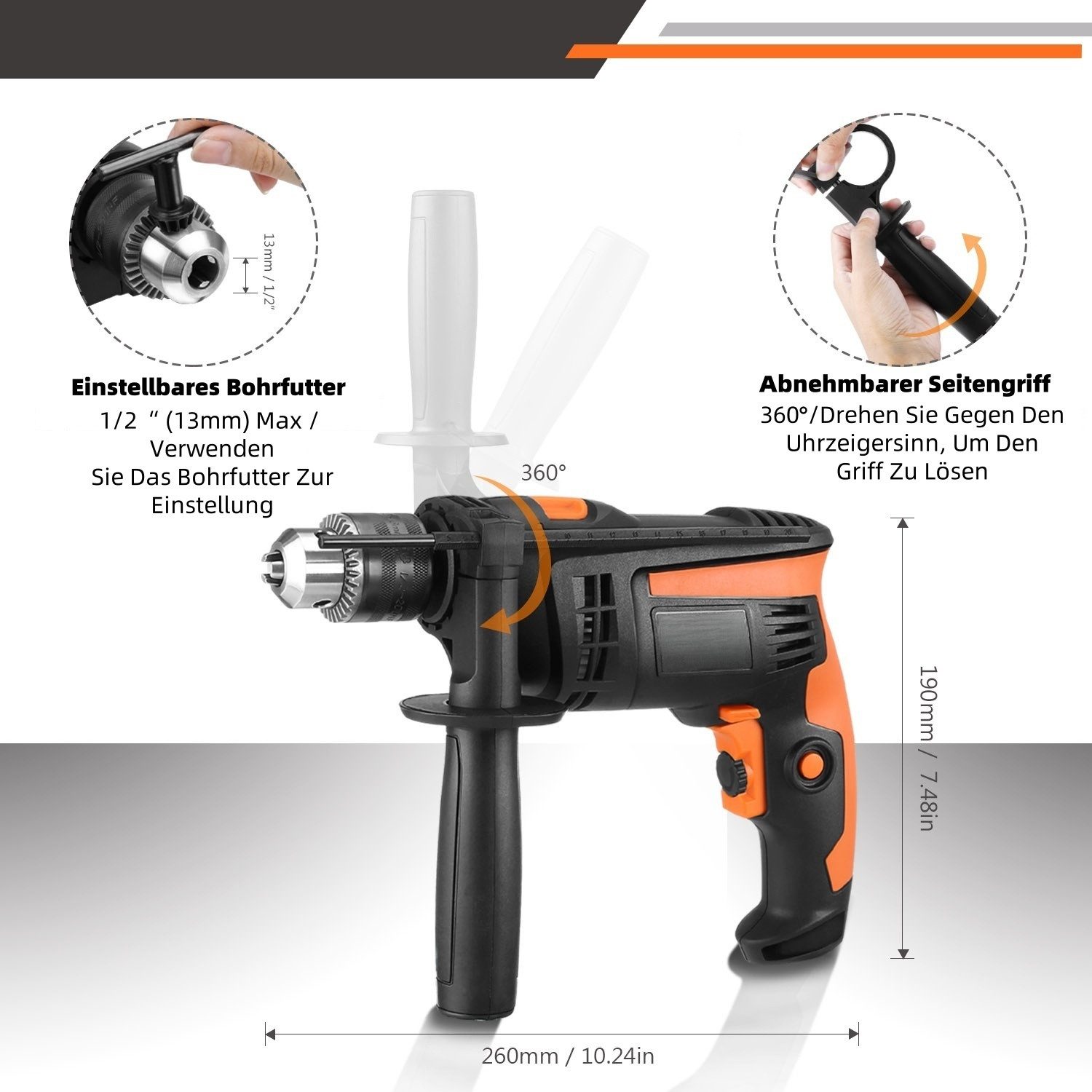 DOVAMAN Bohrhammer 850W kabelgebundener Schlagbohrer, 0–3000 U/min, max. 30 günstig online kaufen