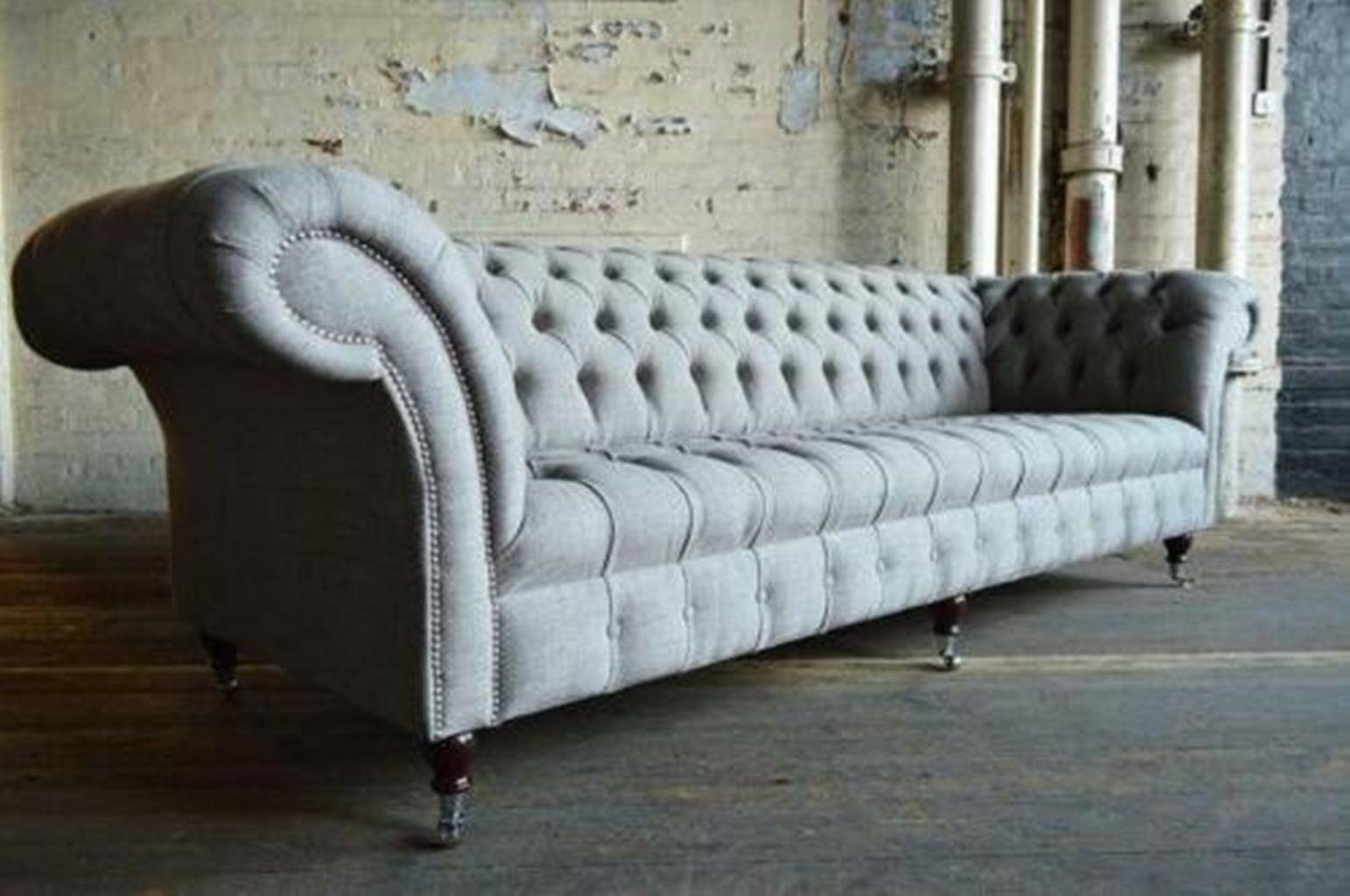 JVmoebel Chesterfield-Sofa, Chesterfield Big Textil Design Wohnzimmer Couch