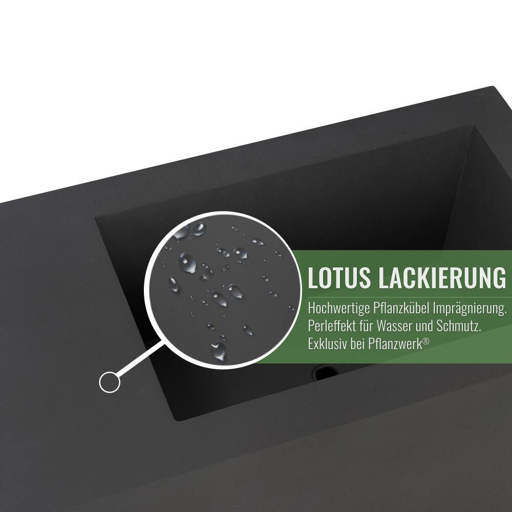 Pflanzwerk® Pflanzkübel RELAX Premium Fiberglas Blumenkübel Gartenbank mit Lotus-Effekt, Fiberglas - Handgefertigt - Rechteckig - Frostbeständig