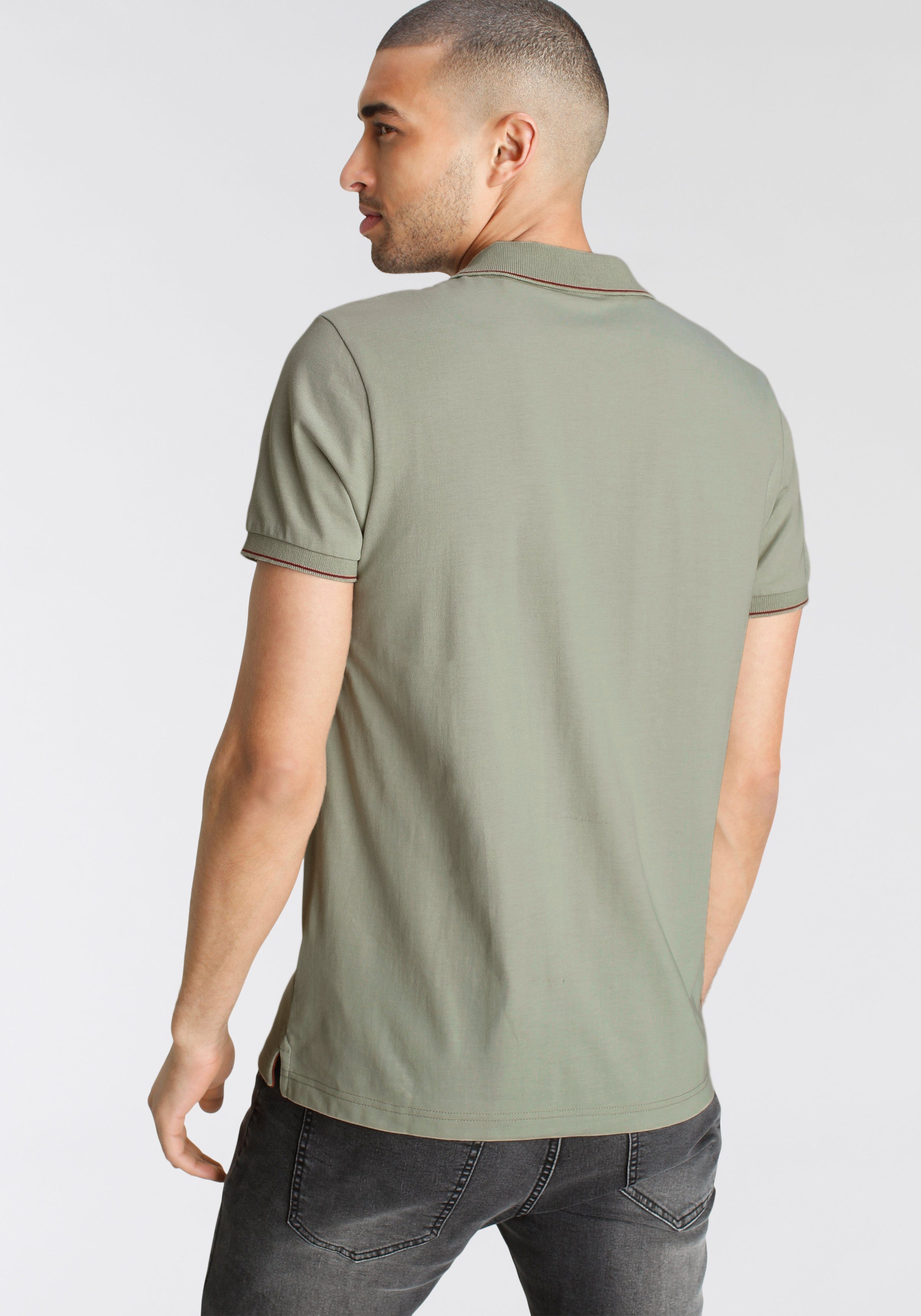 AJC Poloshirt in Kontrasten mit besonderer melange Optik khaki neon melange und