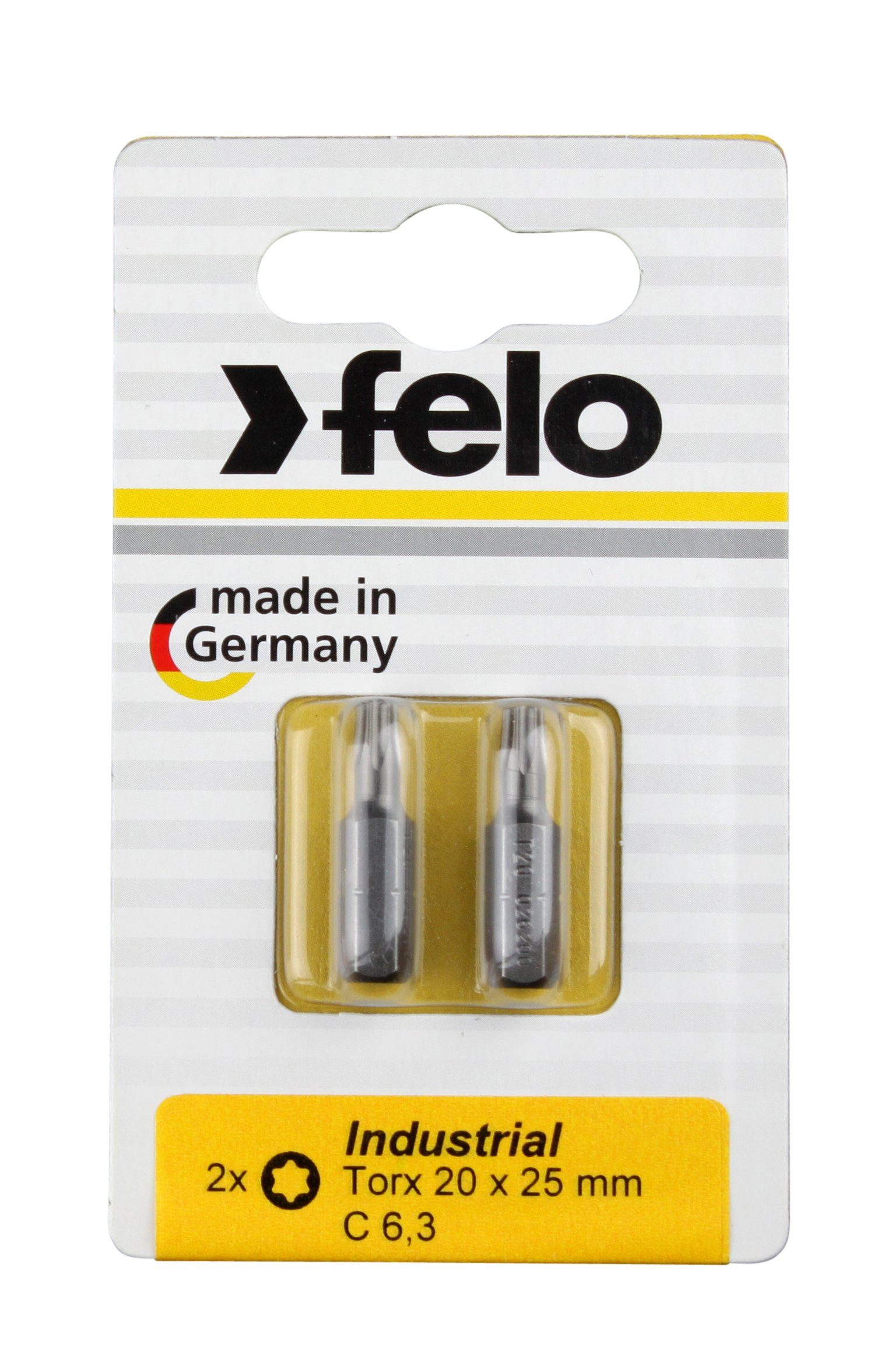 Felo Torx-Bit Felo Bit, Industrie C 6,3 x 25mm, 2 Stk auf Karte 2x Tx 30