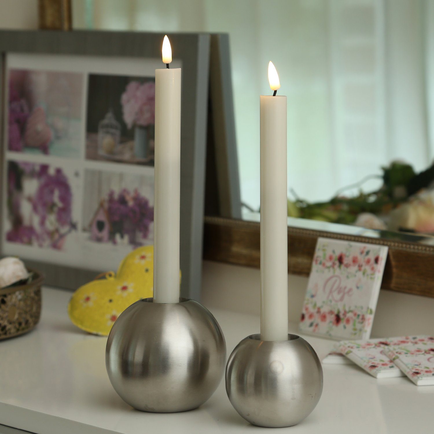 Deluxe Homeart LED-Kerze LED Stabkerzen Mia Tafelkerzen Echtwachs flackernd günstig online kaufen